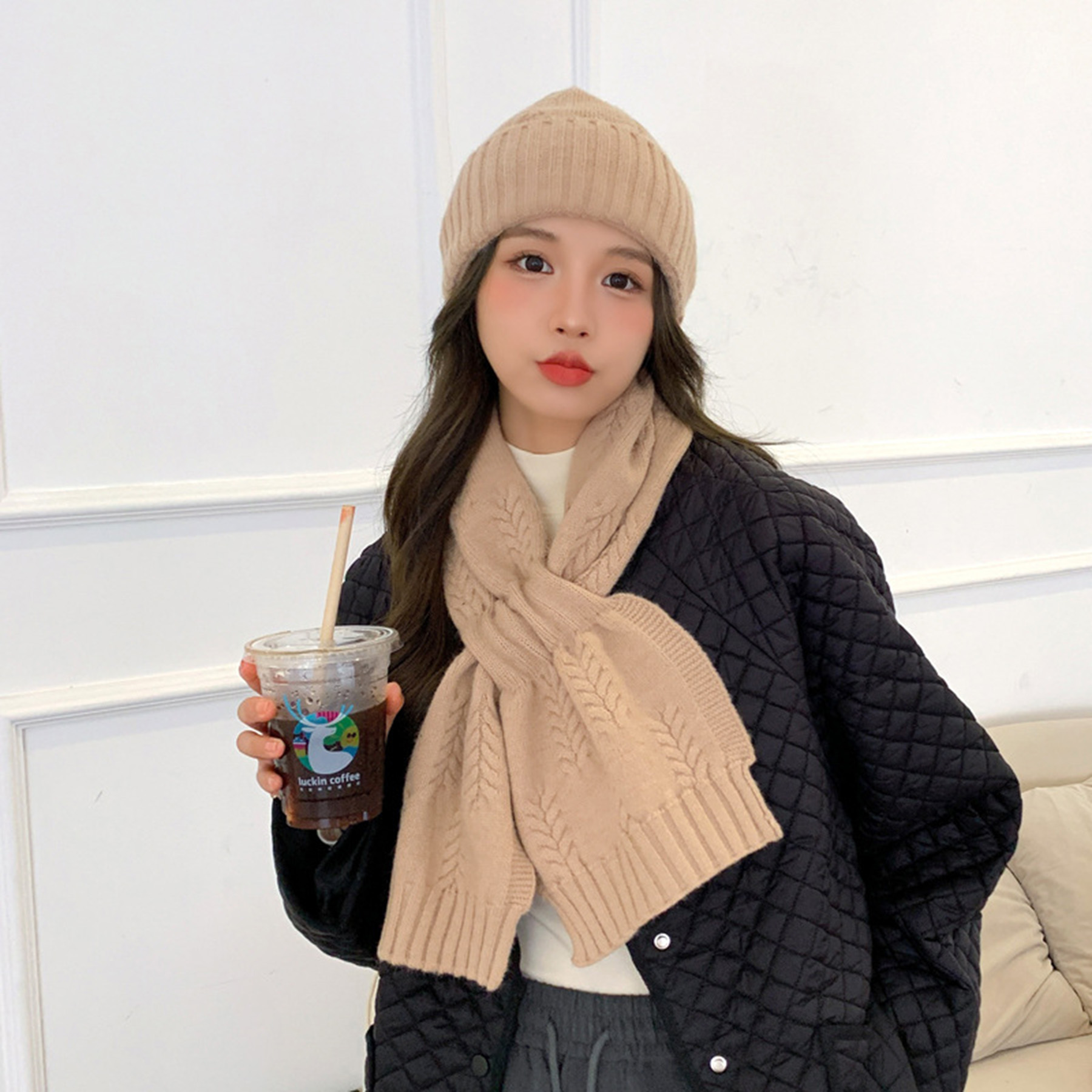 Winter Knit Beanie Scarf Set 2
