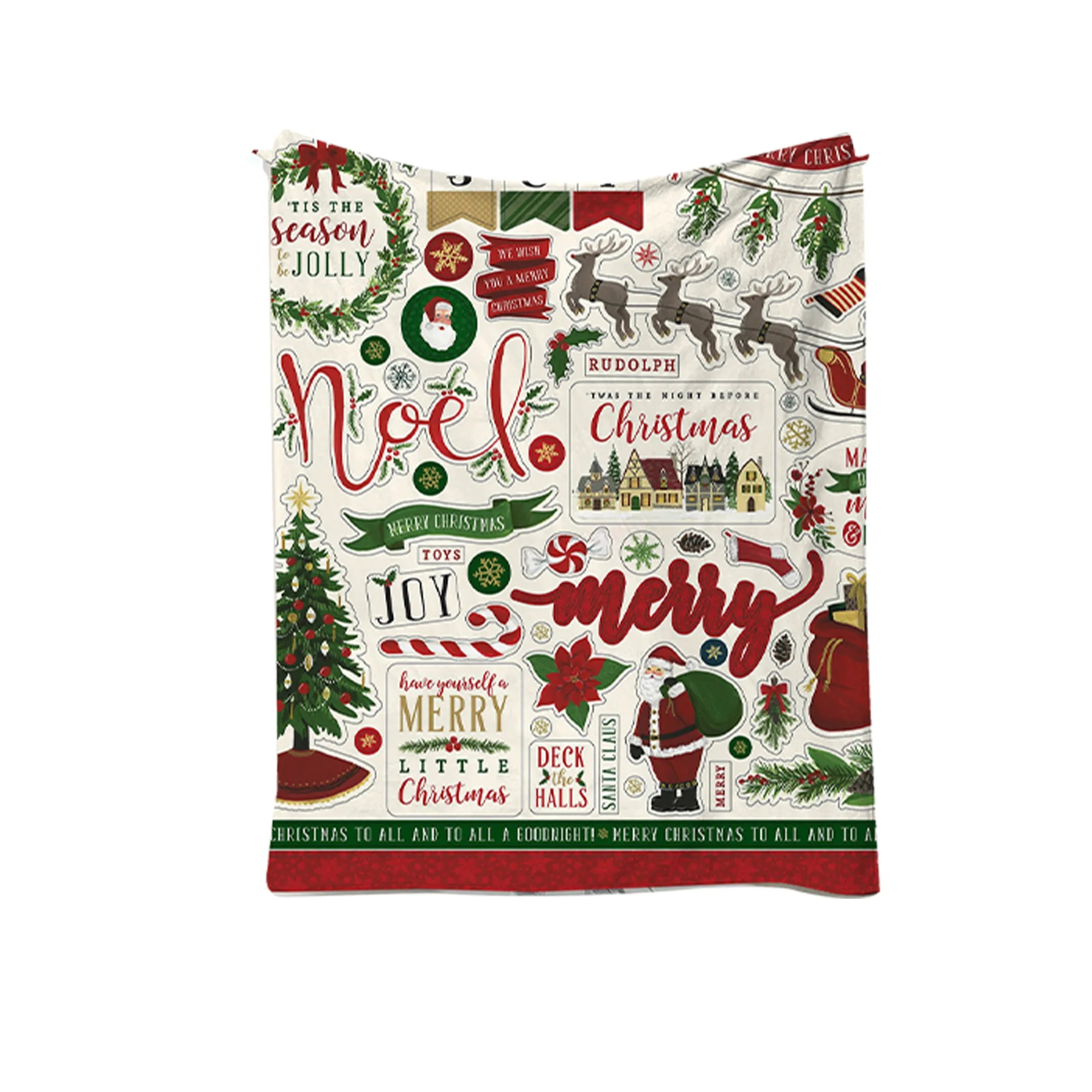 Customizable Pattern Christmas Cartoon Flannel Blanket (78.7 8