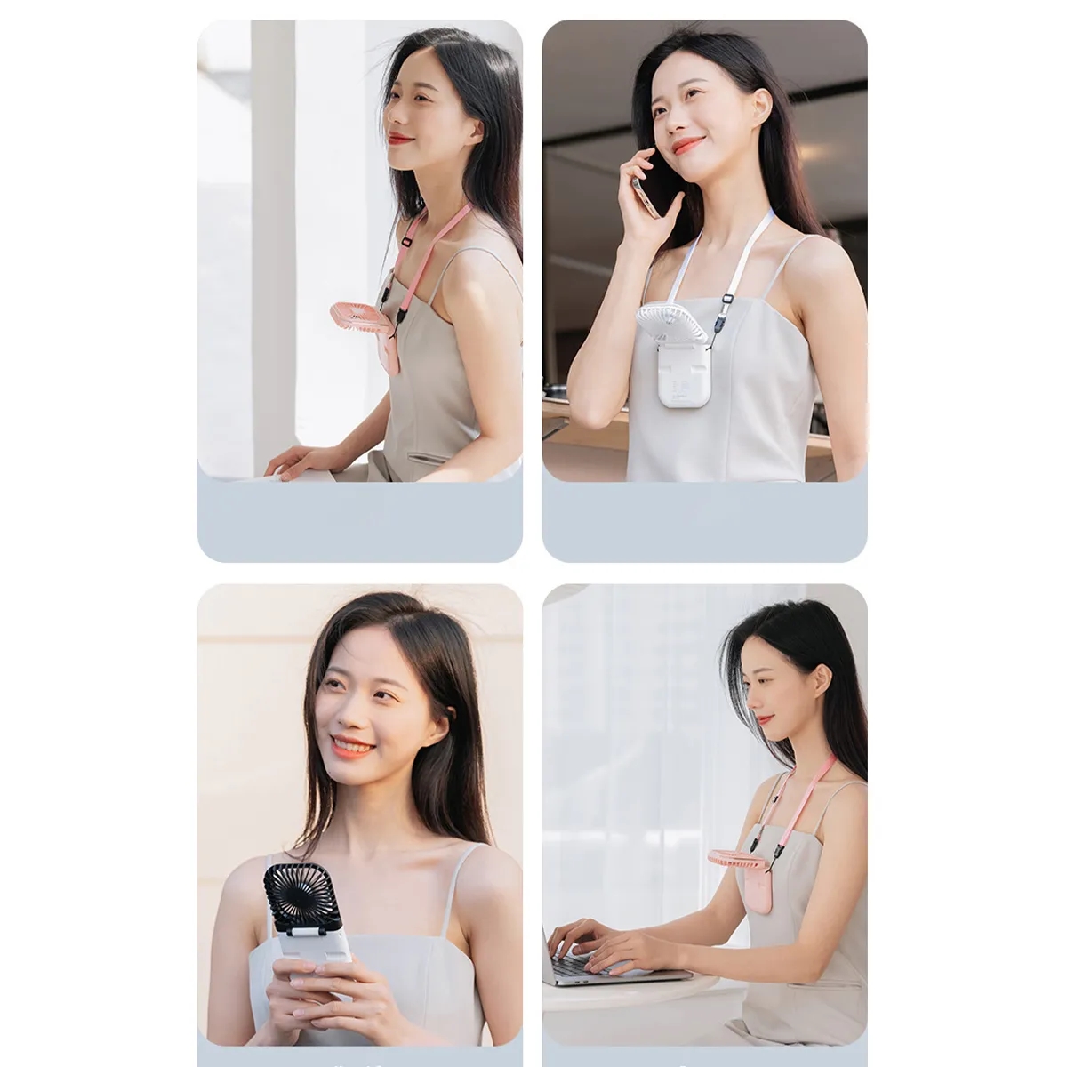 Portable Mini Fan Small Battery Powered Removable Neck Strap 5