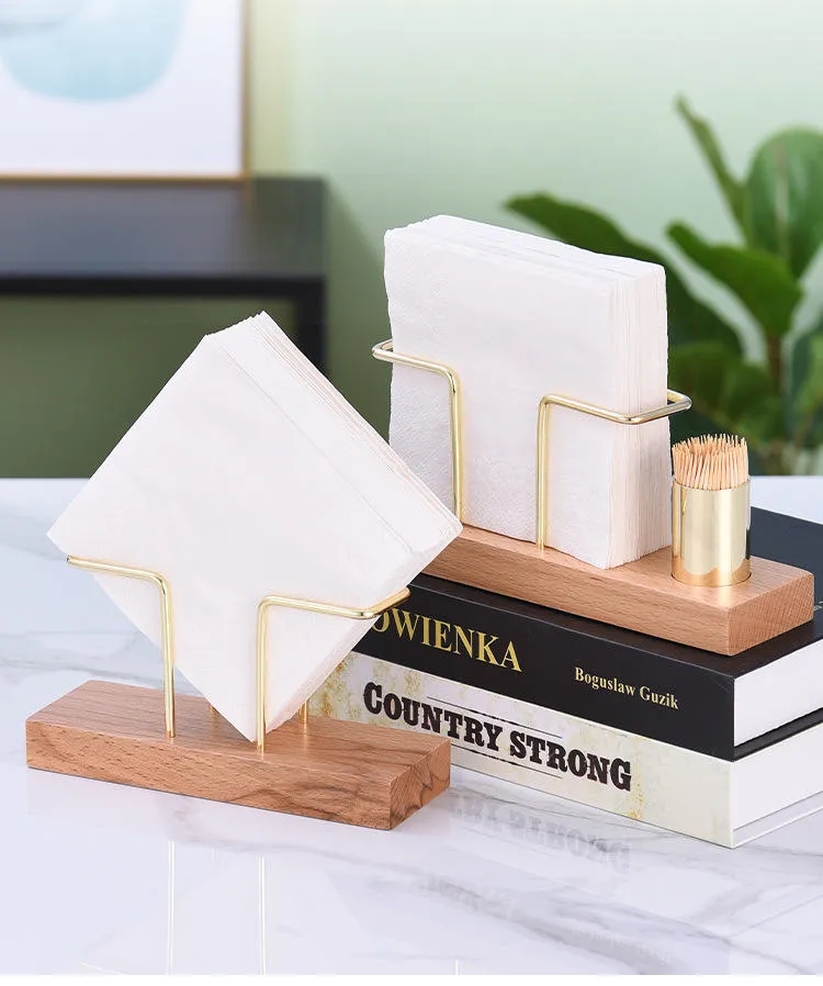 Wooden Vertical Napkin Holder with Toothpick Dispenser Combo 2