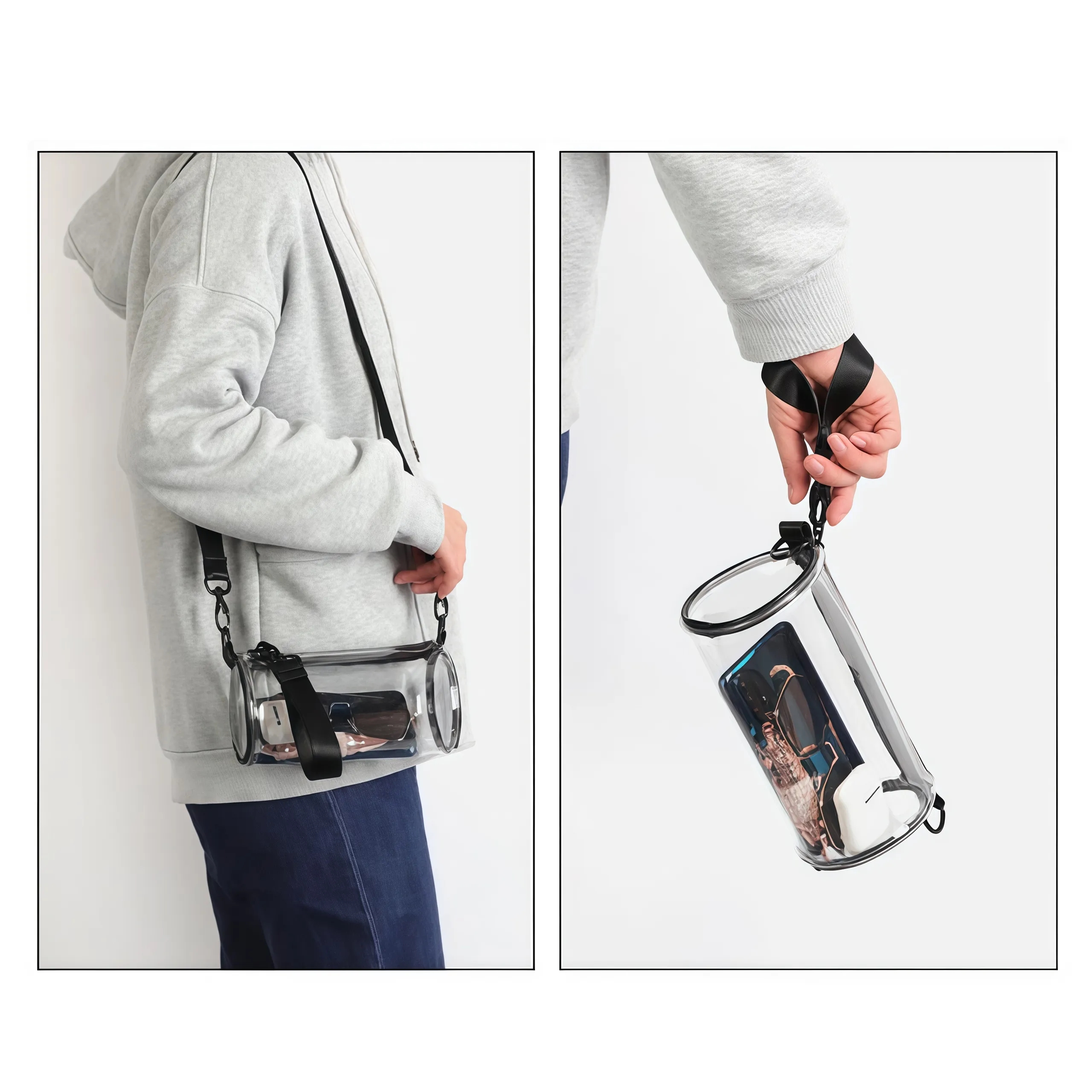 Single Shoulder Transparent PVC Jelly Cylindrical Bag 7