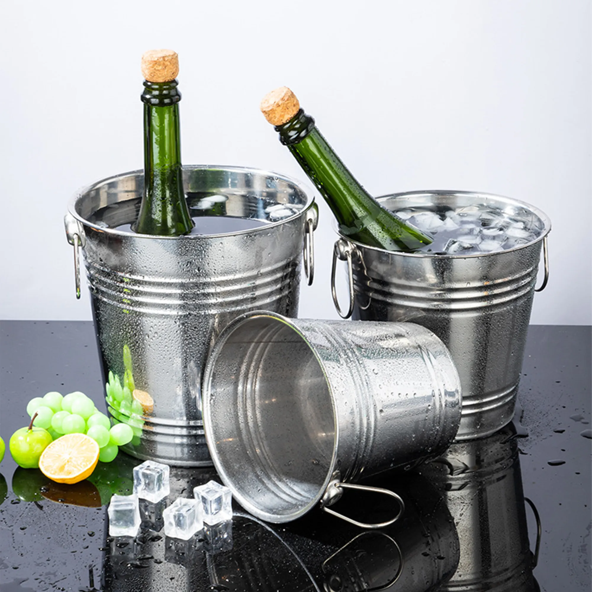 MOQ 20 Thick Stainless Steel Ice Bucket Party Bar Cooler 3