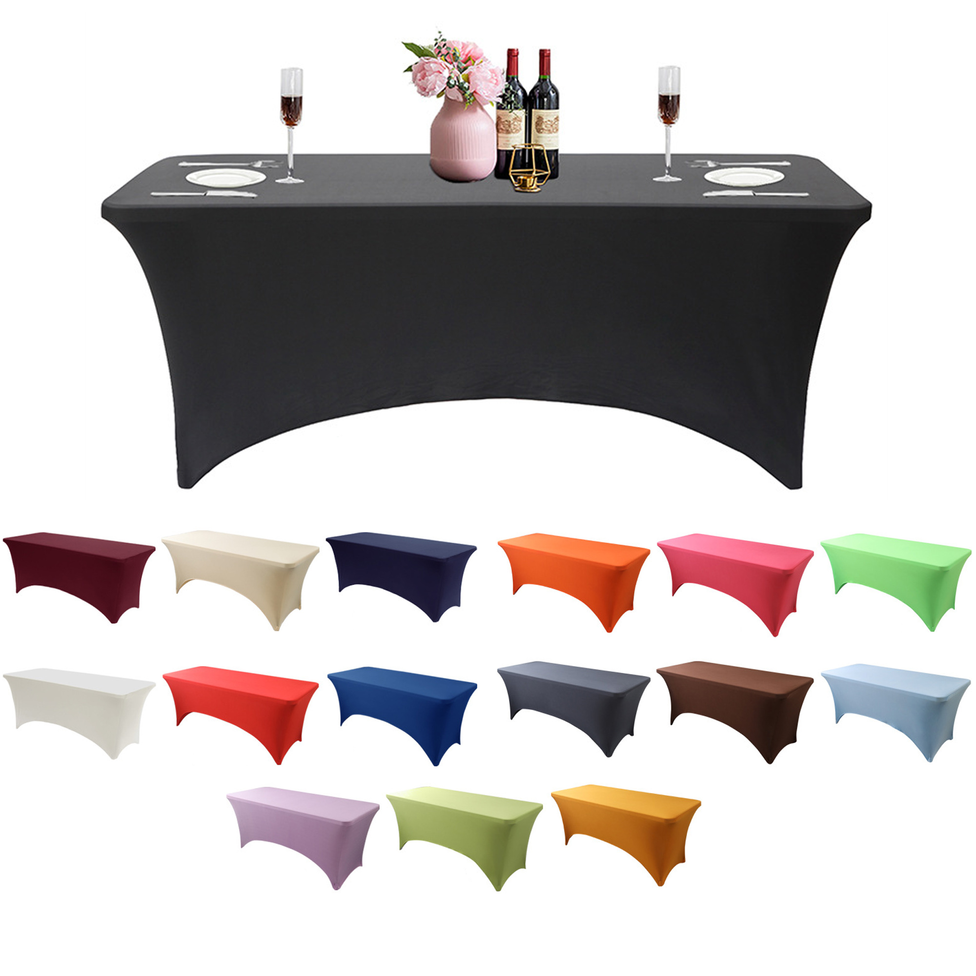 6FT Customized Polyester Tablecloth Elastic Table Cover 7