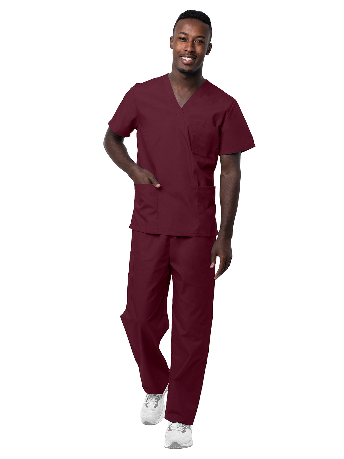 Adar - Sivvan - Unisex V-Neck Top Drawstring Pant Scrub Set 3
