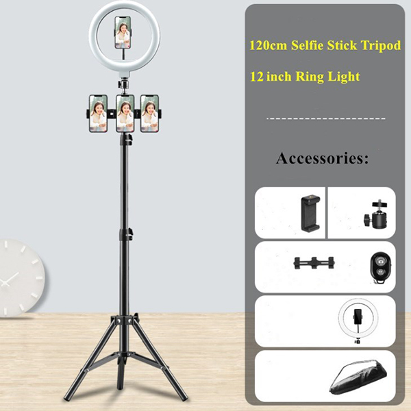 120cm Selfie Stick Tripod  Holder  With 12"  Ring Light 1