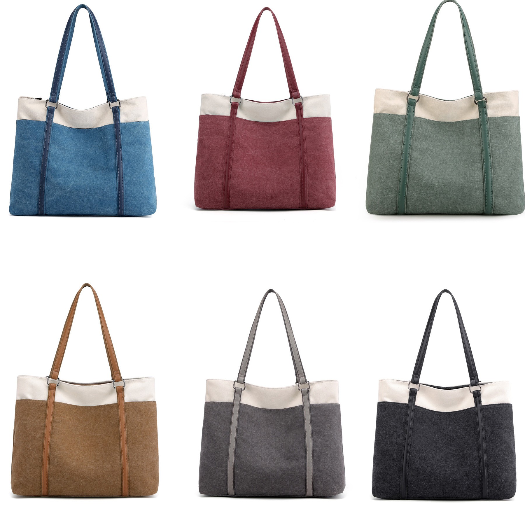 Women Laptop Tote Bag For Work Lightweight Splice Canvas 7