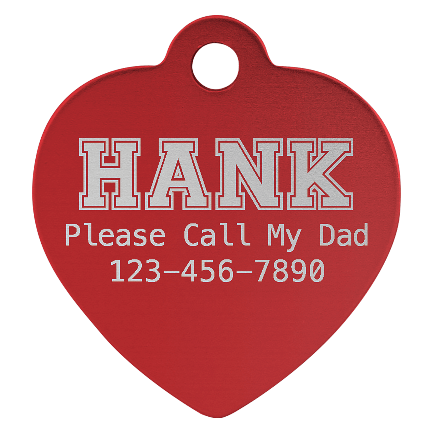 1" x 1" Red Anodized Aluminum Heart Pet Tag 1
