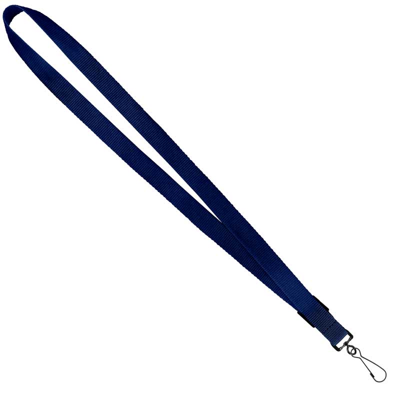 3/4" Original Fast Track Lanyard with Black J-Hook - Navy Blue 3