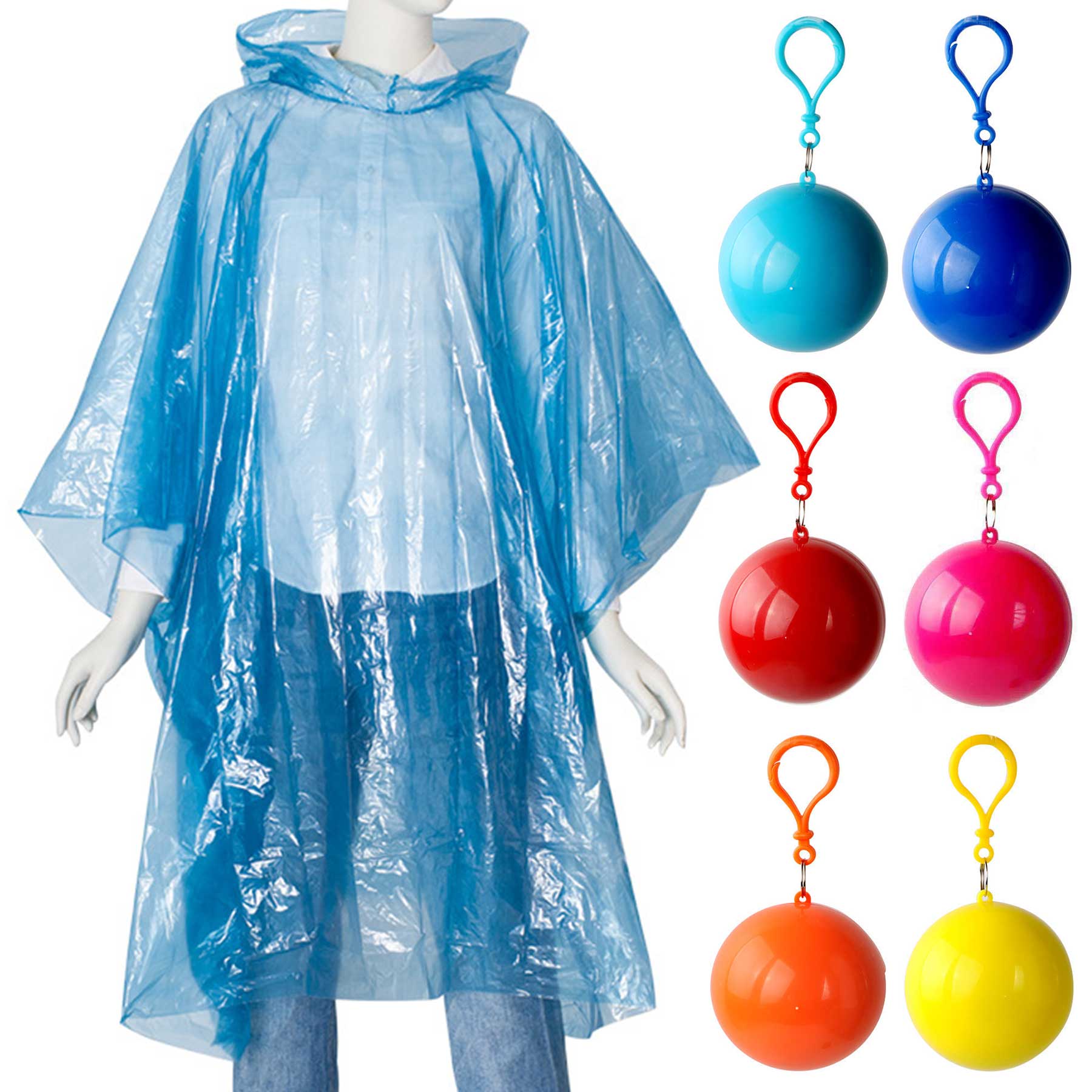 Disposable Poncho Balls Portable Raincoats Keychains 2
