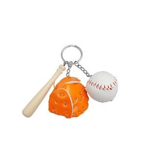 Baseball Keychain Set with Wooden Stick And Ball Design 16