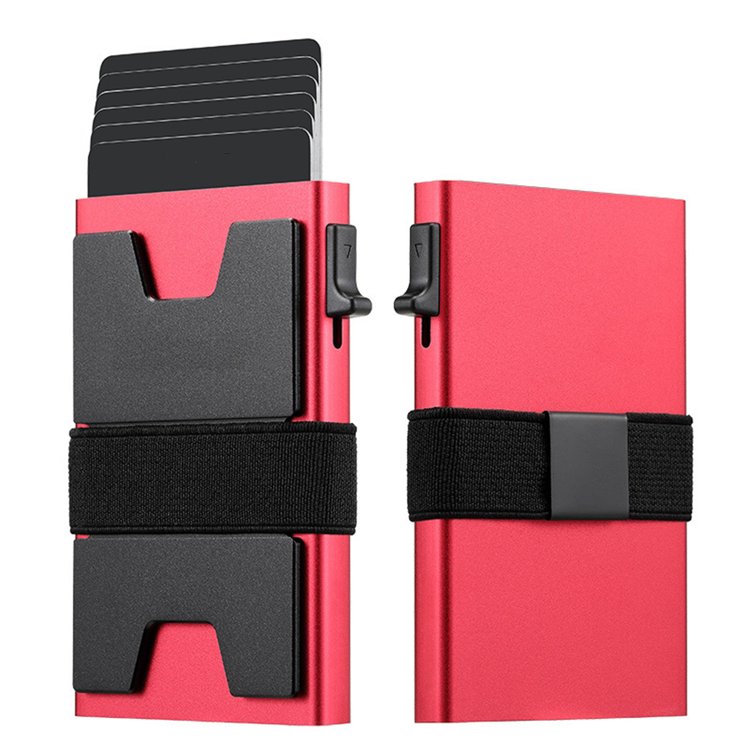 RFID Blocking Pop Up Aluminum Card Holder w/ Elastic Strap 3