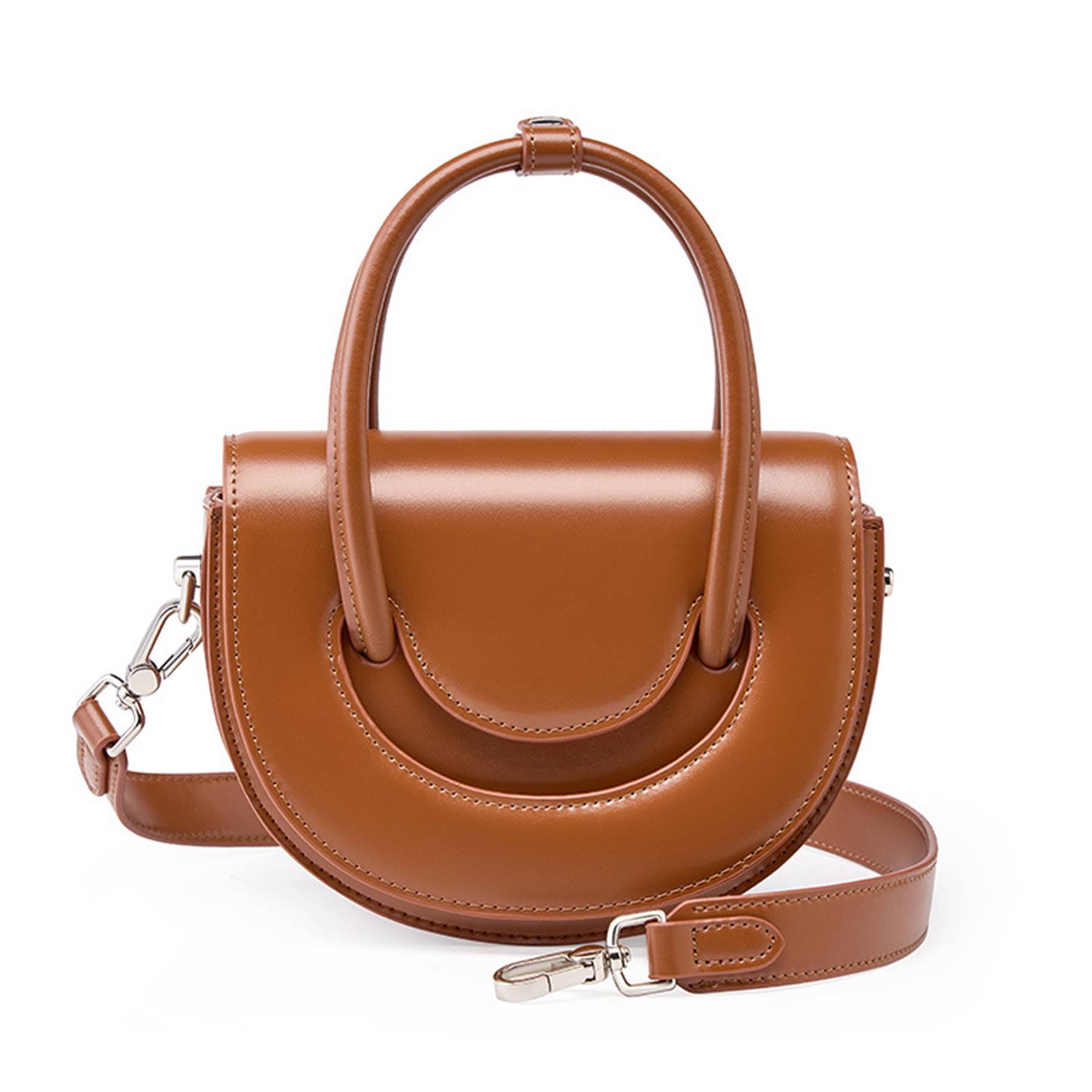 Genuine Leather Solid shoulder cross-body tote bag 3