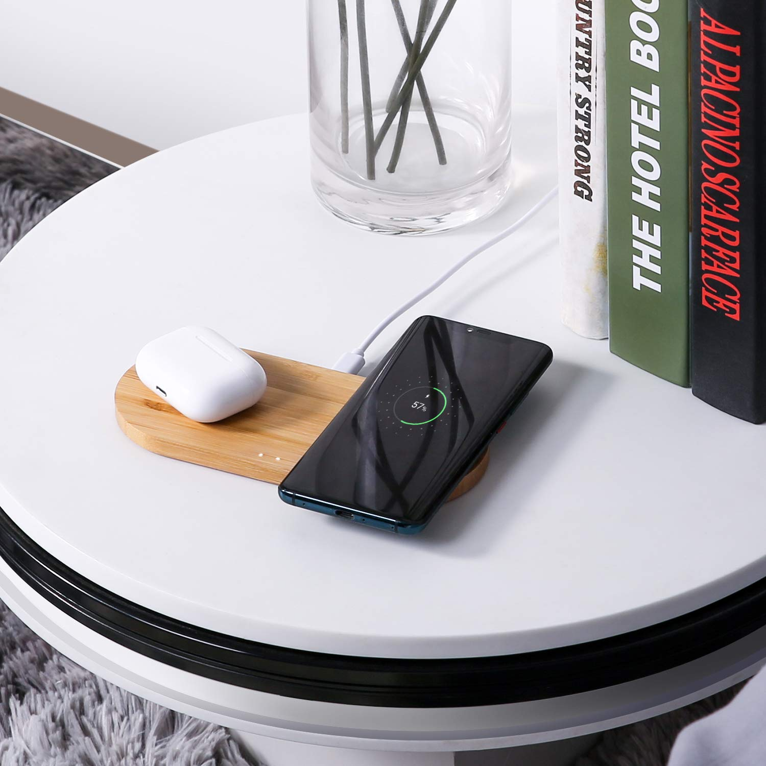 Bamboo Wireless Charger Double 10W Charging Pad Compatible 3