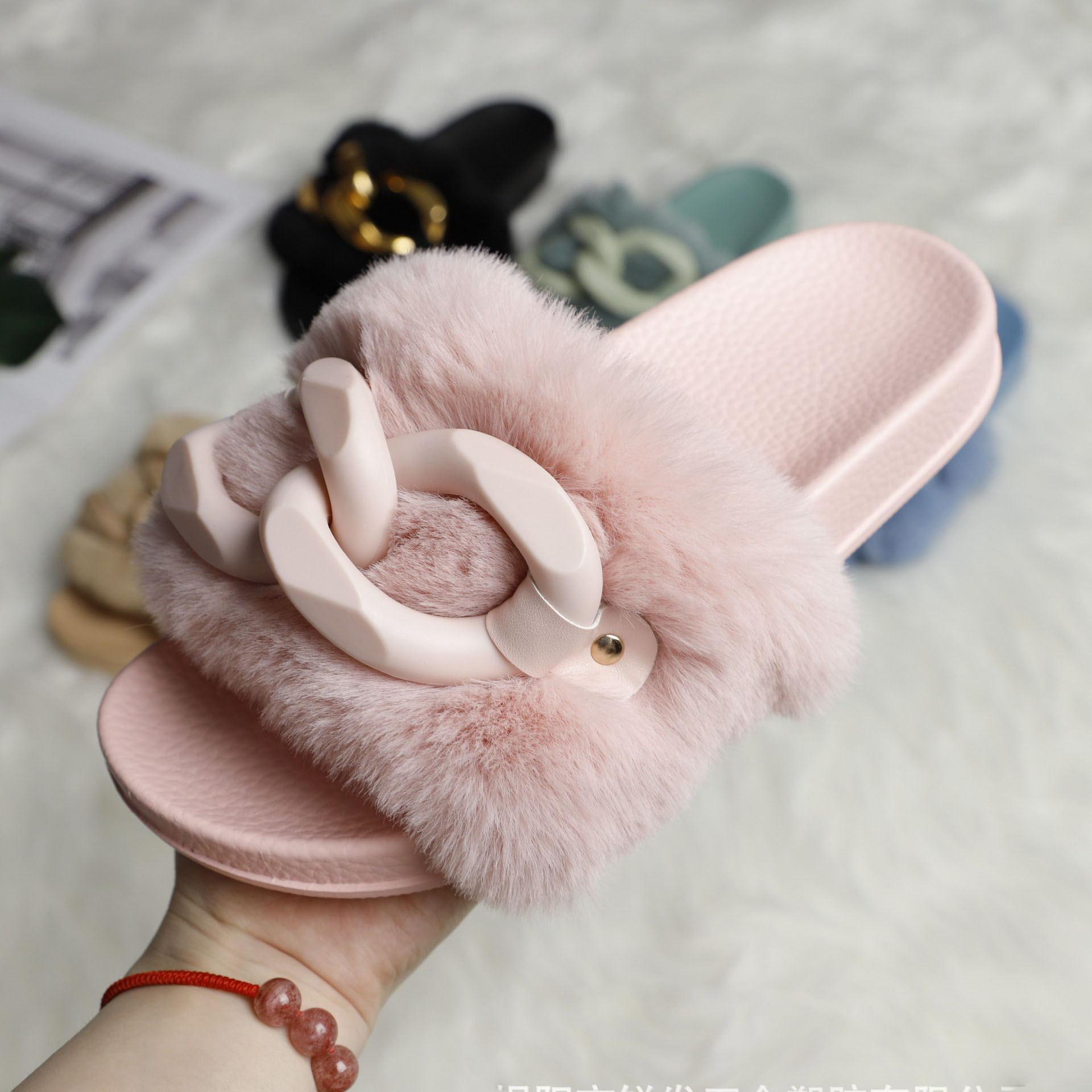 Fuzzy Sandals Slippers Soft Slides Flat for Indoor/Outdoor 9