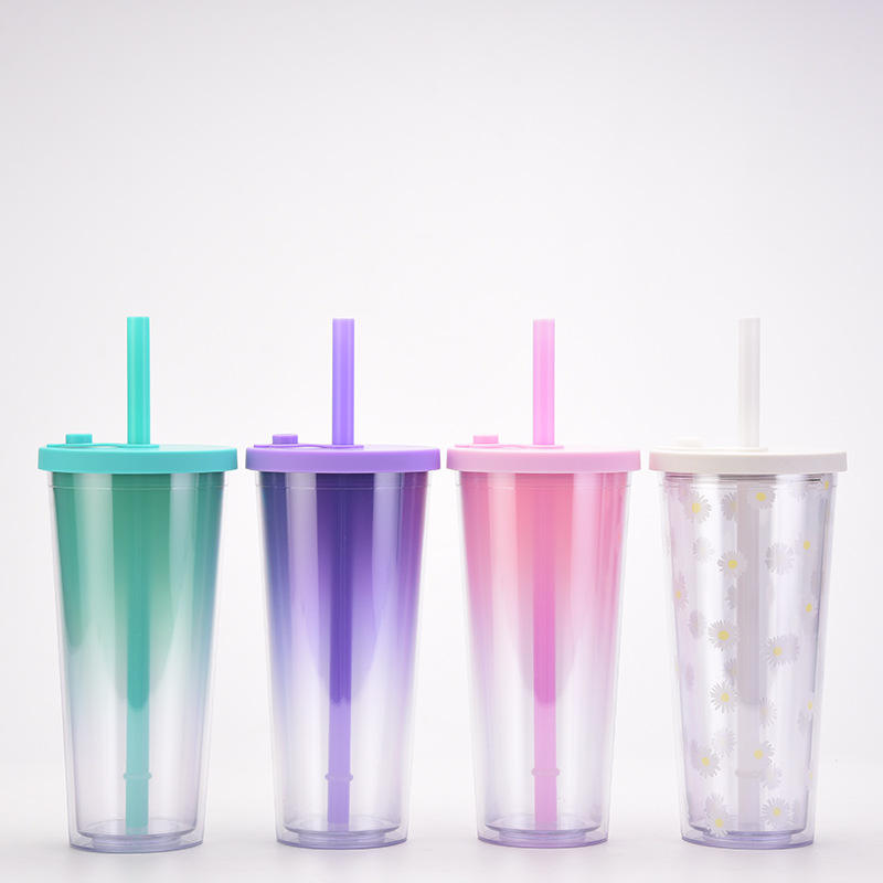Double Layer Plastic Large Hole Straw Cup 3