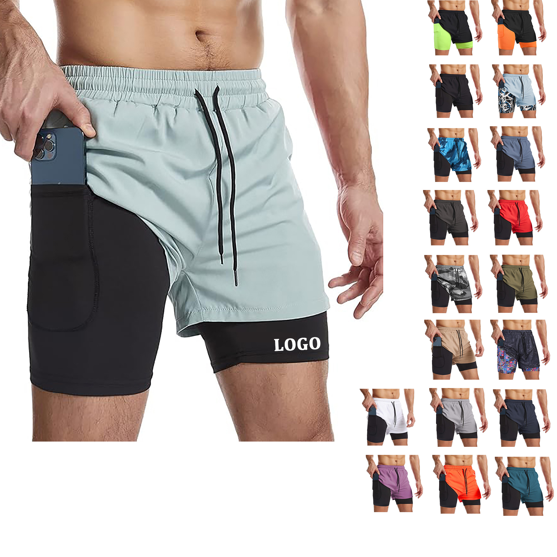 Men's 2 I n 1 Quick Drying Sports Shorts with Lining 11