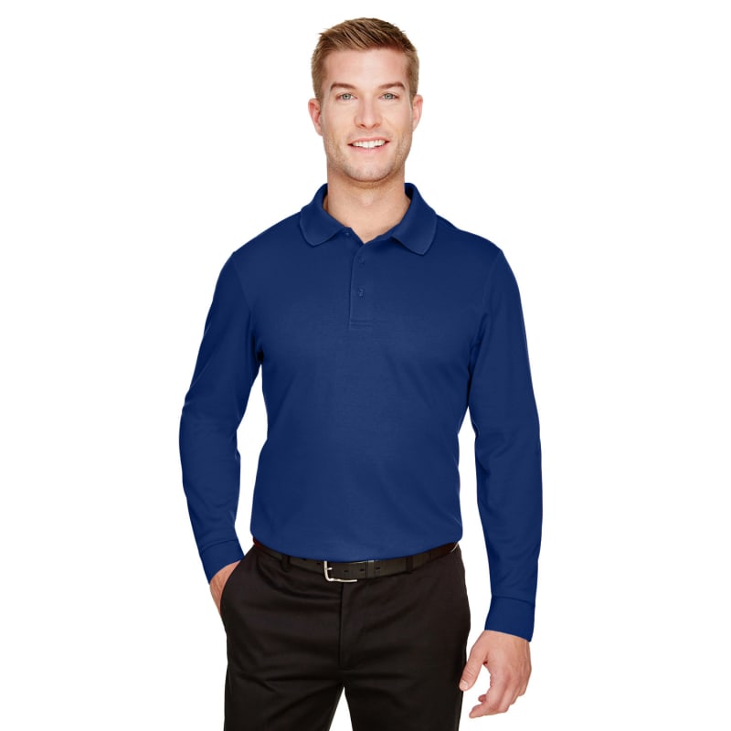 Devon & Jones CrownLux Performance™ Men's Tall Plaited Long Sleeve Polo 9