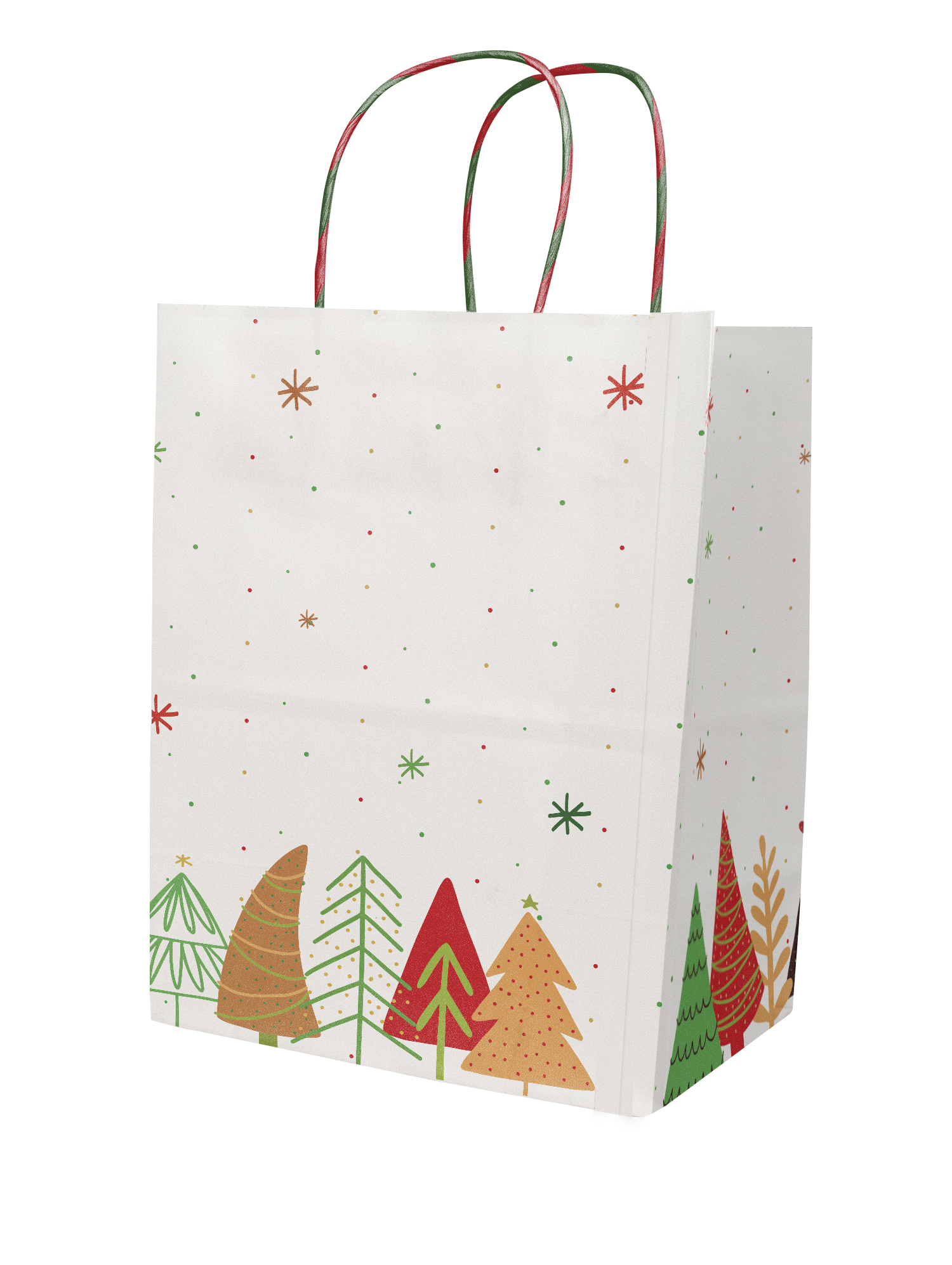 Full Color White Holiday Handle Shopper 8.5" x 10.25" x 5" 2