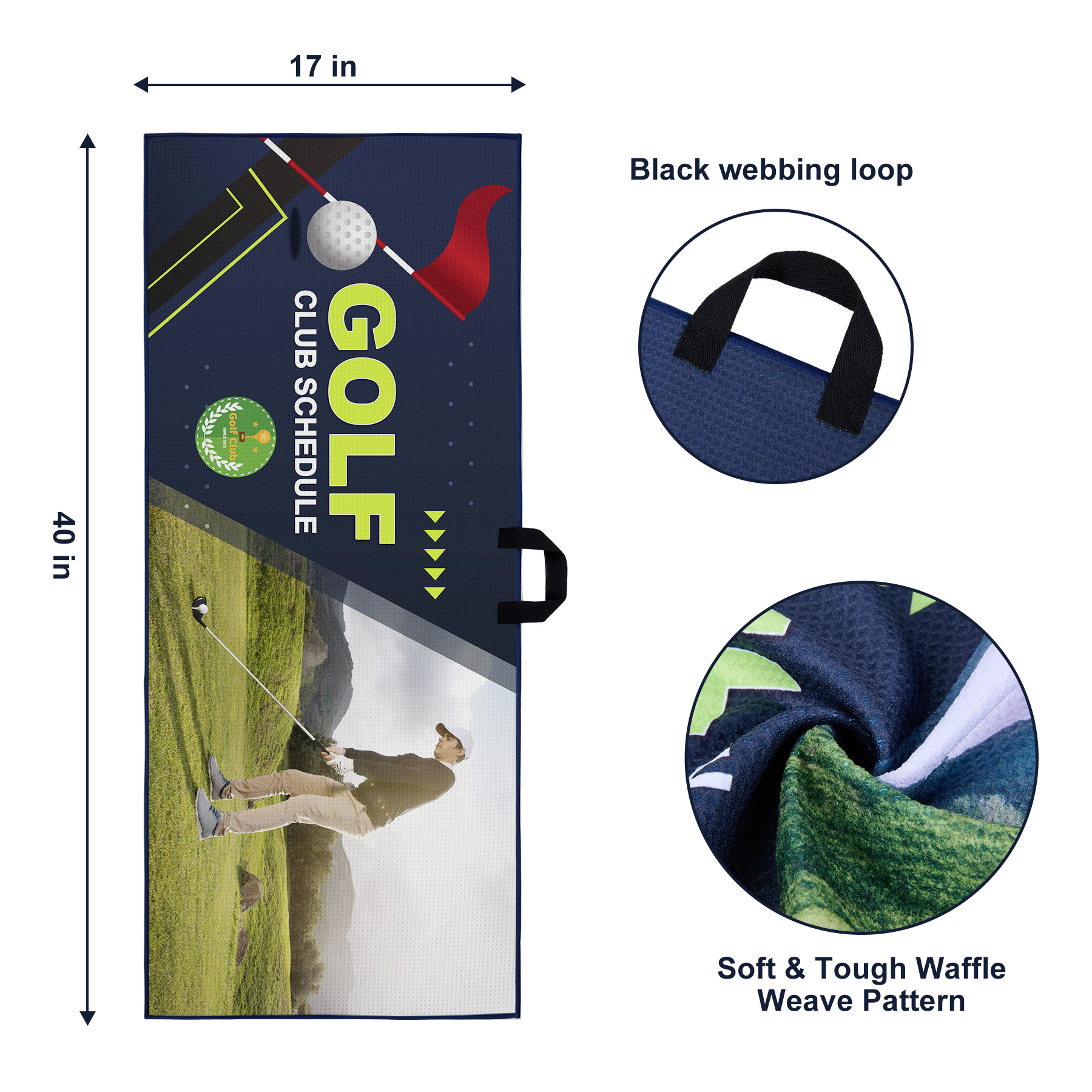 17" X 40" Full Color Waffle Golf Towel 2