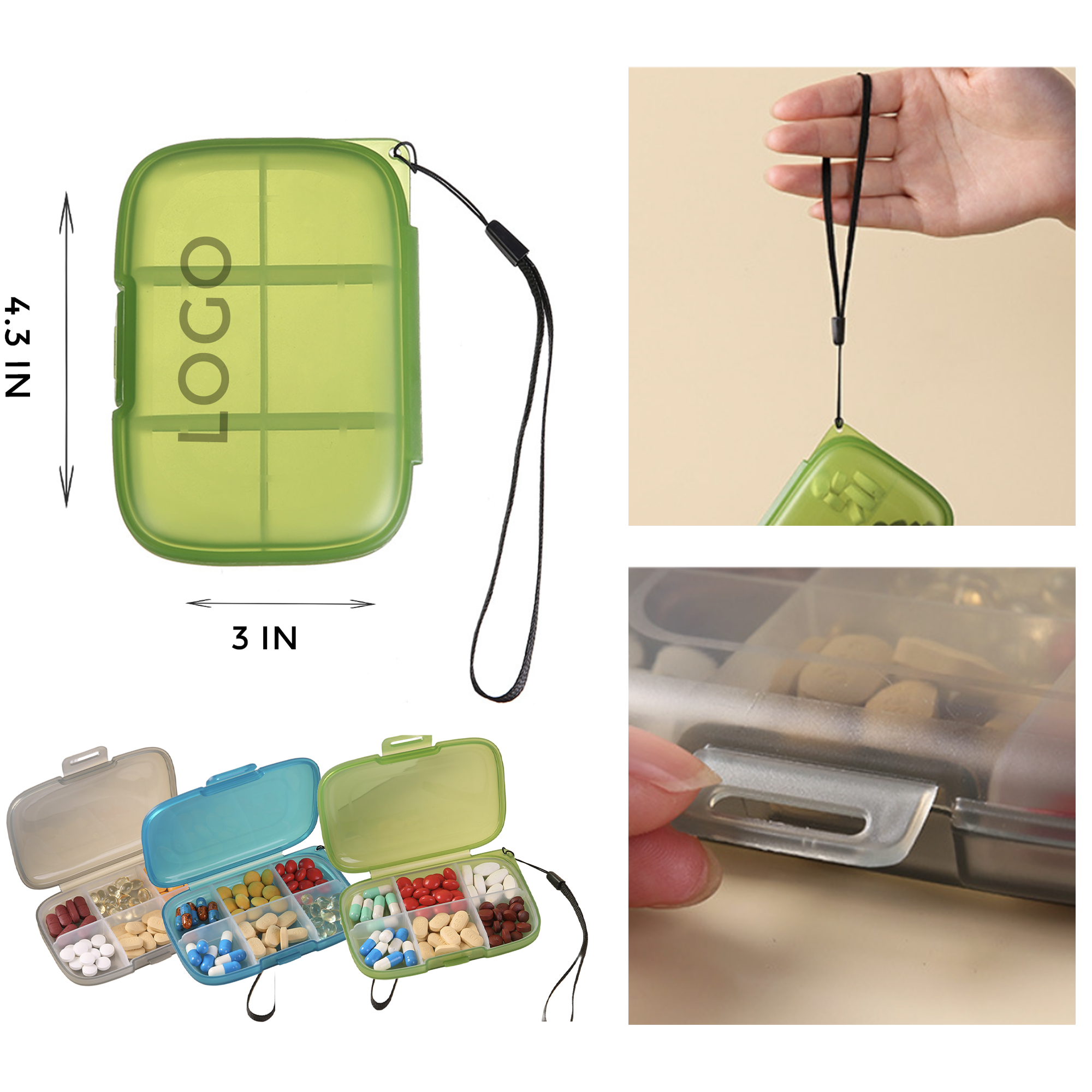 MOQ 10 PCS Organized 6 Compartments Pill Organizer 2