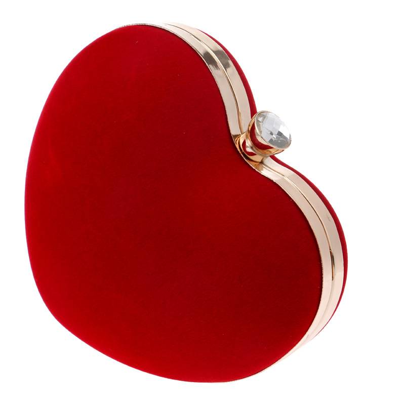Red velvet heart-shaped chain crossbody shoulder bag handbag 4