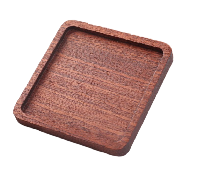 Ebony Wood Coaster with Cork Backing - Groove style 2