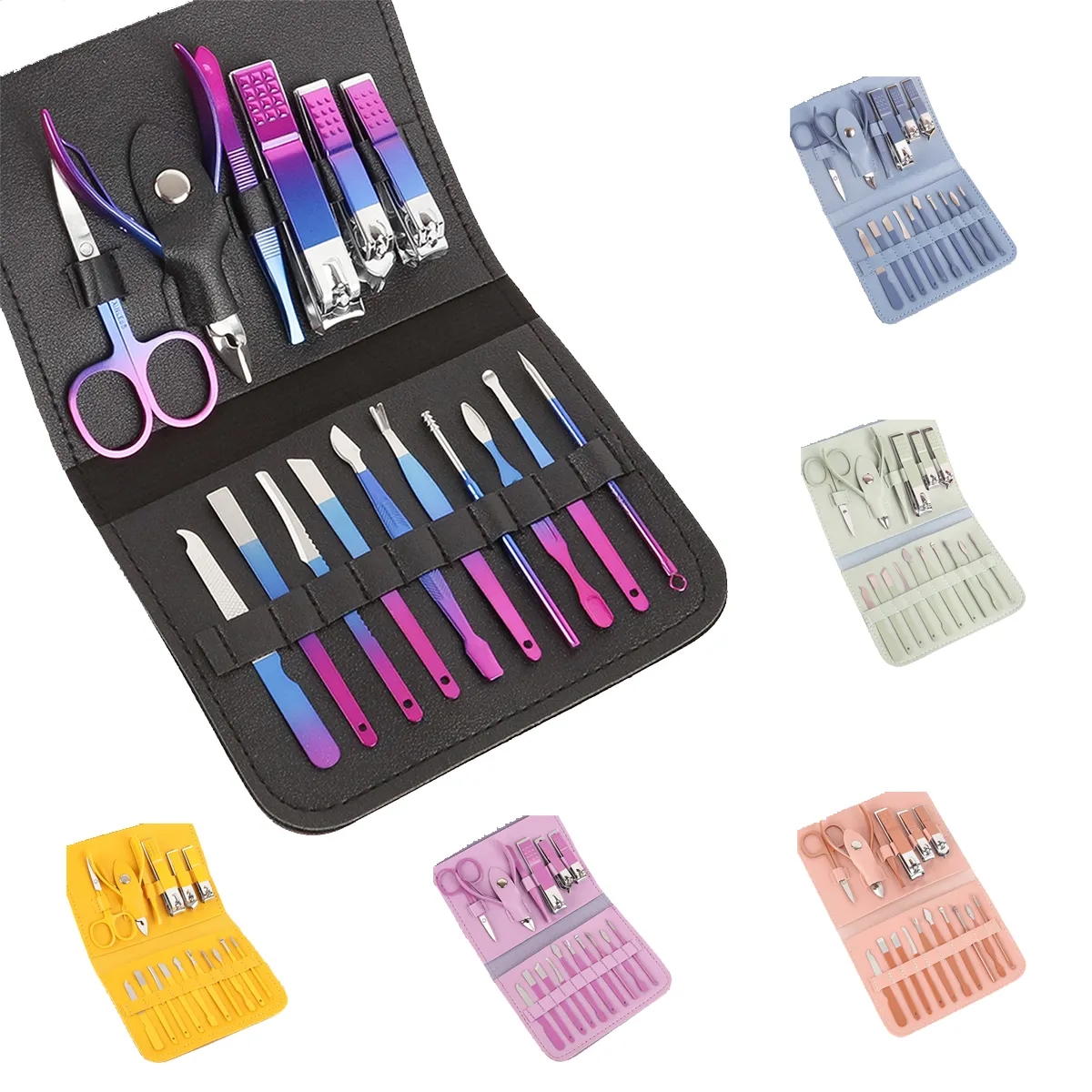 Nail Clippers Tool 16Pcs Set With Pu Leather Travel Case 2