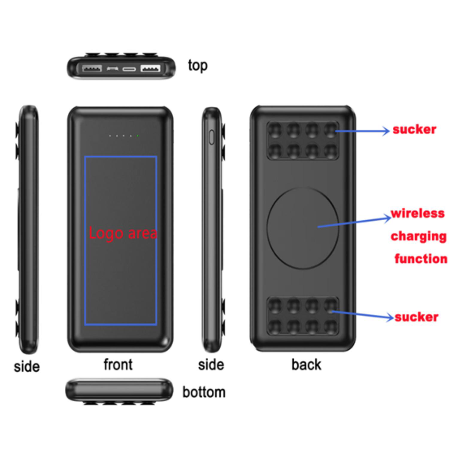 10000 mAh Power bank and wireless charger with sucker 1