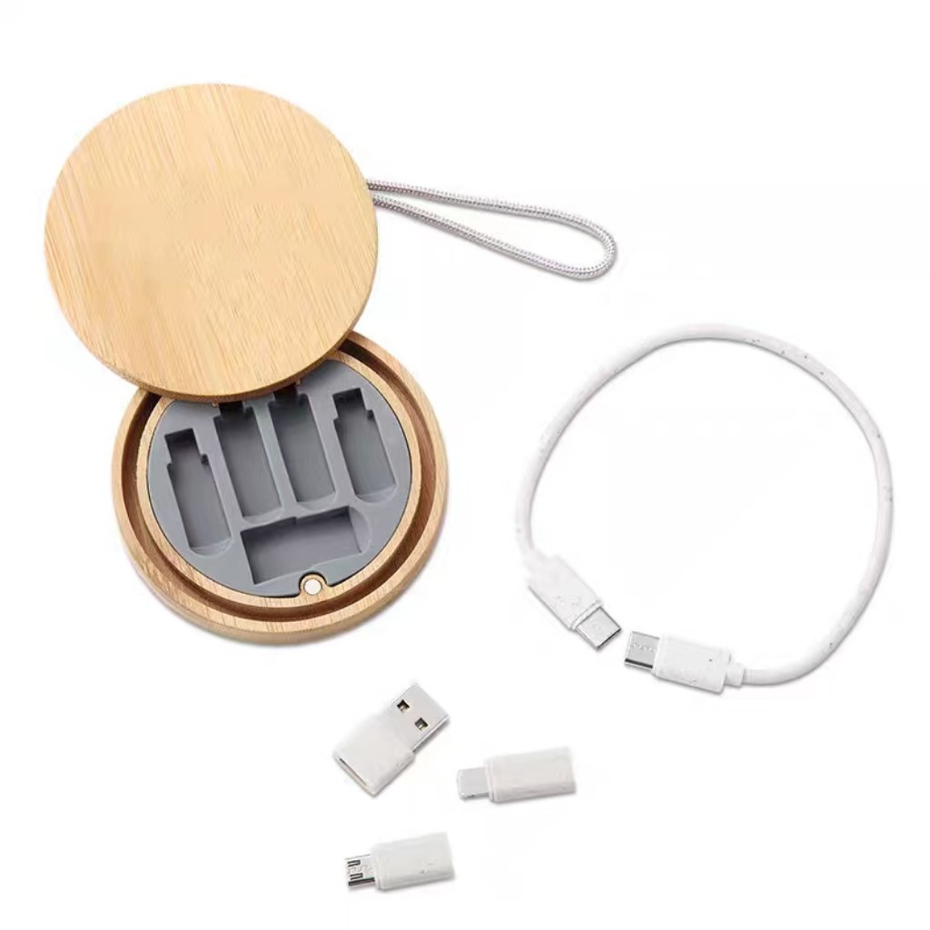 Bamboo Storage Box with Fast Charging Cable Kit 5
