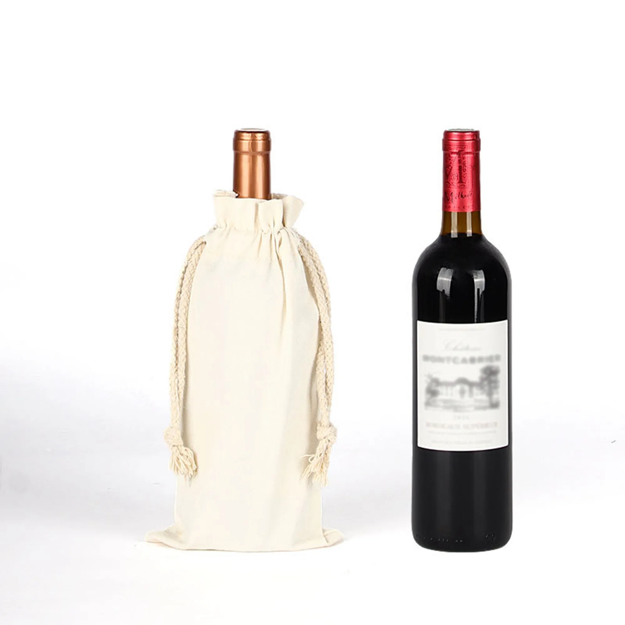Custom Canvas Wine Bottle Gift Bags Reusable for Events 10
