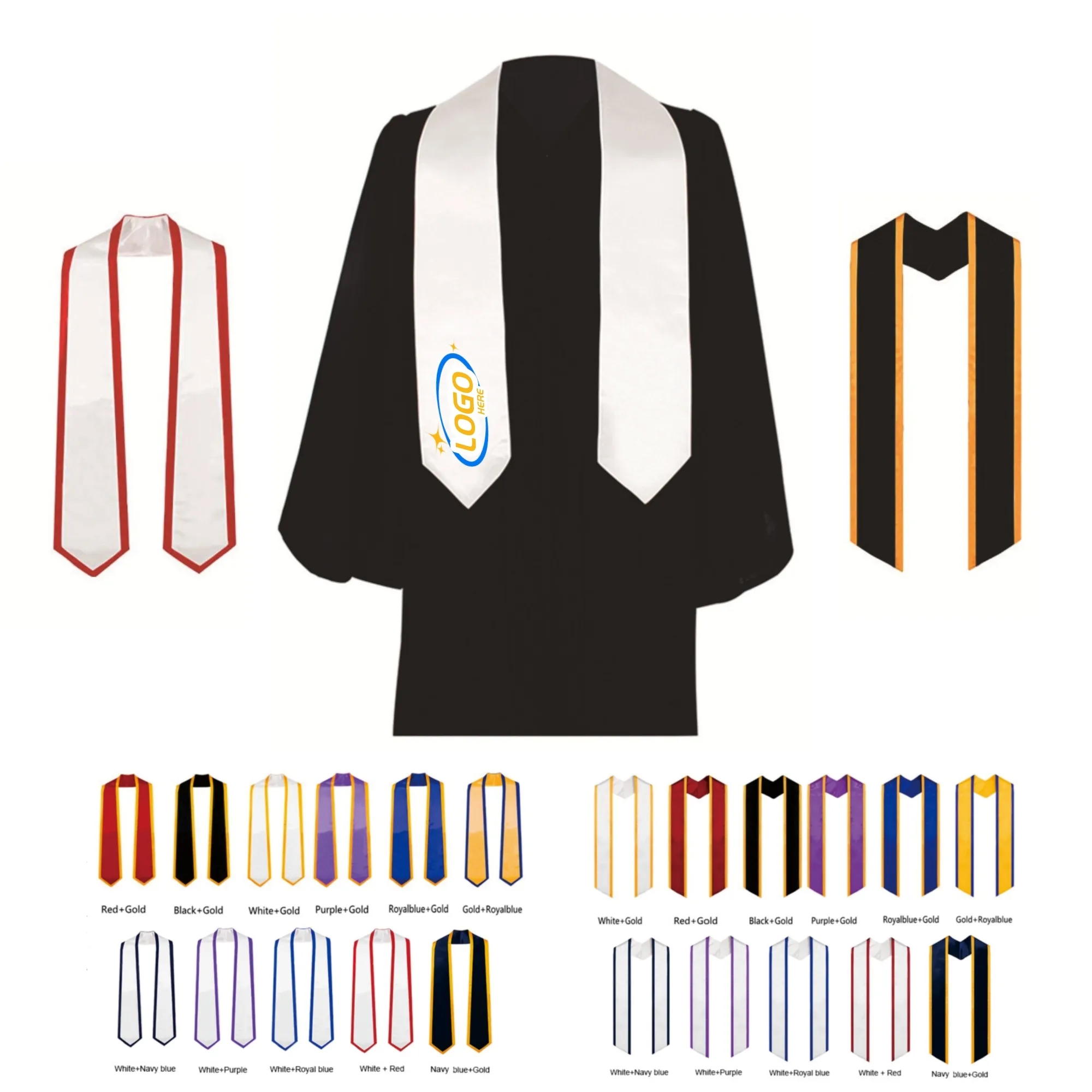 60" x 5" Unisex Graduation Sash Honor Stole Full Color