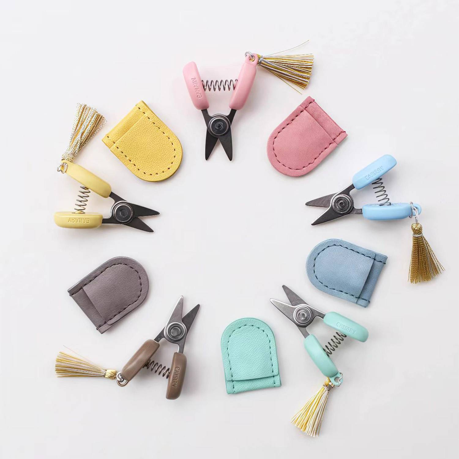 Mini Portable Scissors with Stylish Leather Pouch 4
