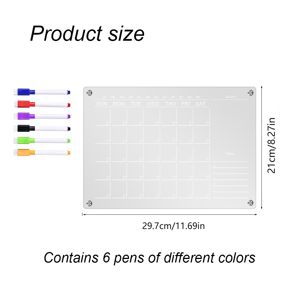 Acrylic Monthly Planner Notepad Erasable Magnetic Fridge Magnet 4