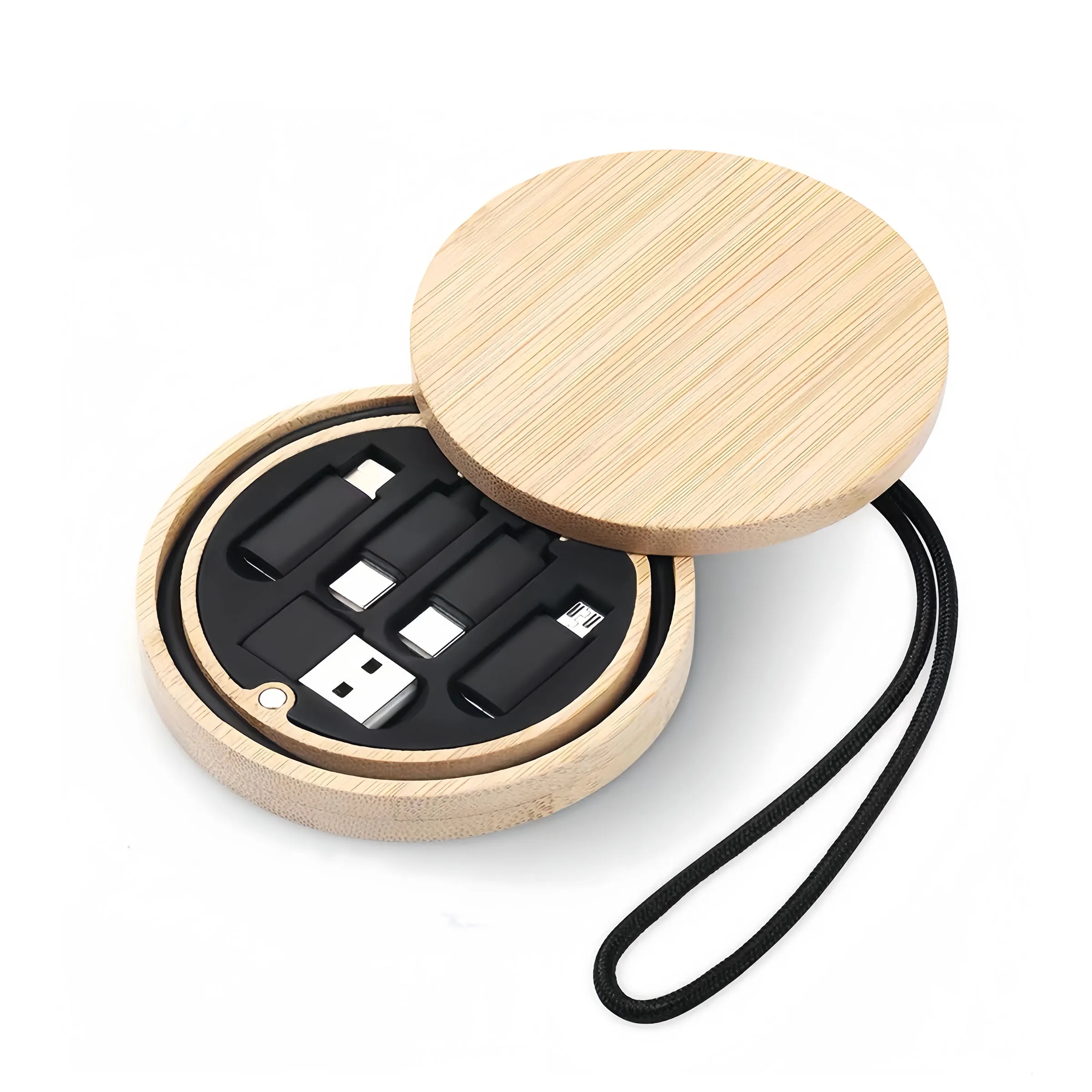 Wood Quick Charging Data Cable Storage Box 2