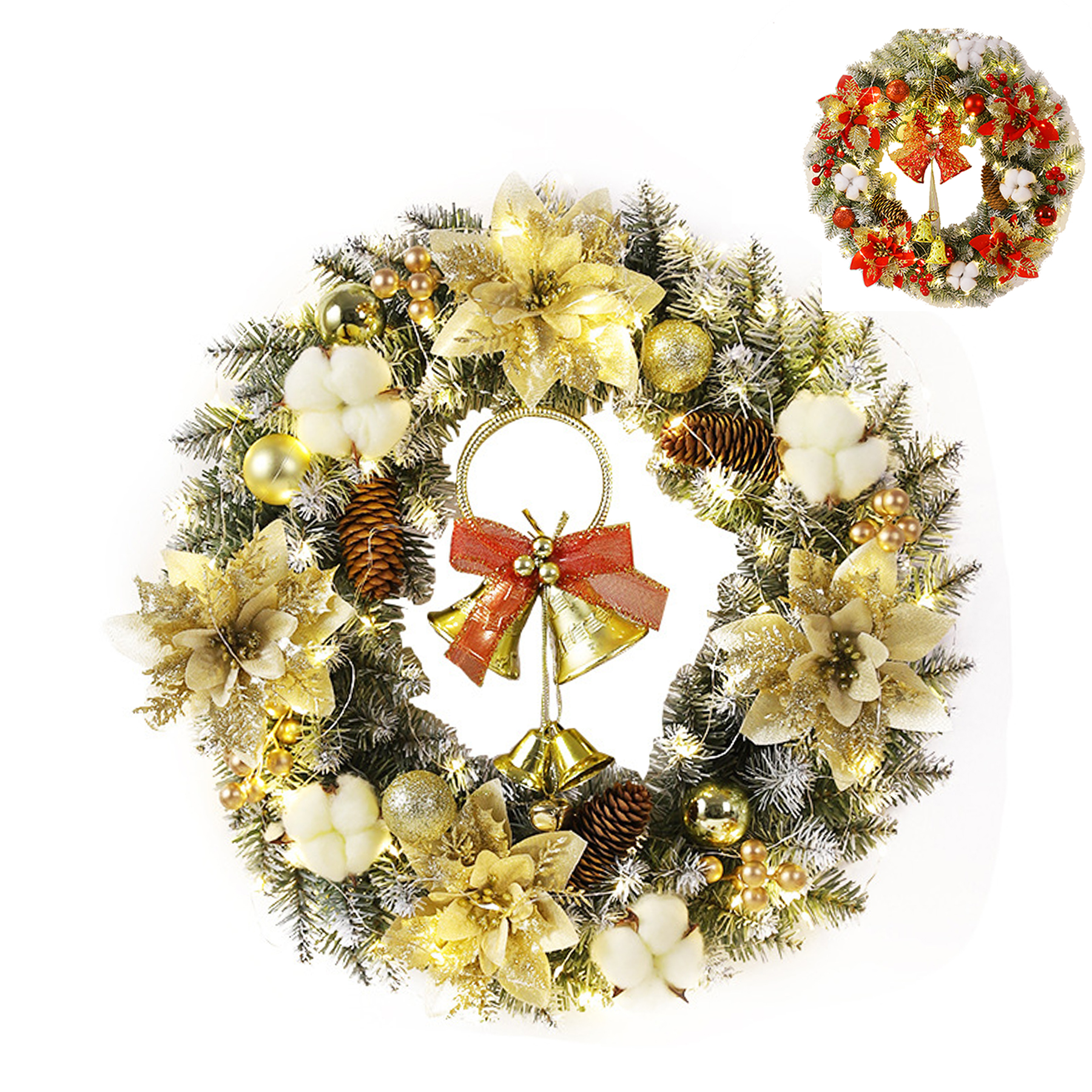 Front Door Lighted Wreath Decorations 3