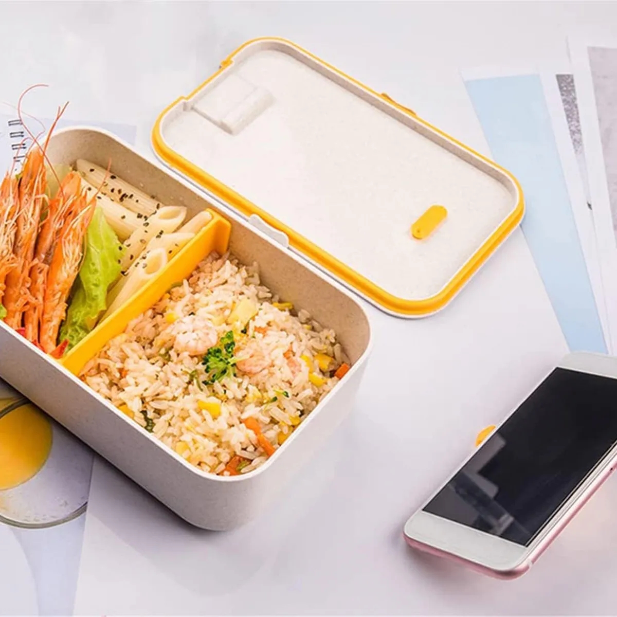 Wheat Straw Lunch Set With Phone Holder 5