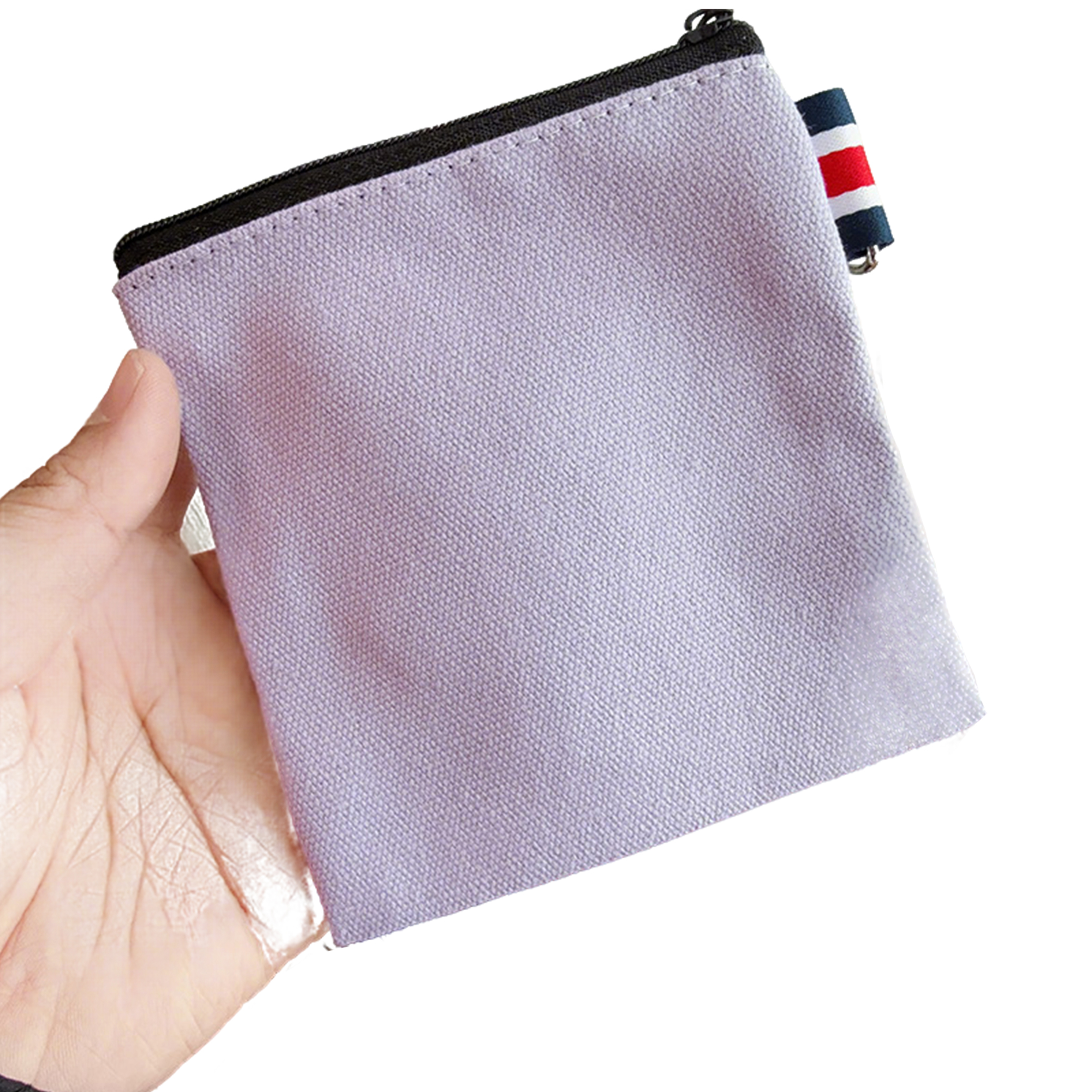 Canvas Zipper Pouch With Metal Ring Square 4.3" Size 3