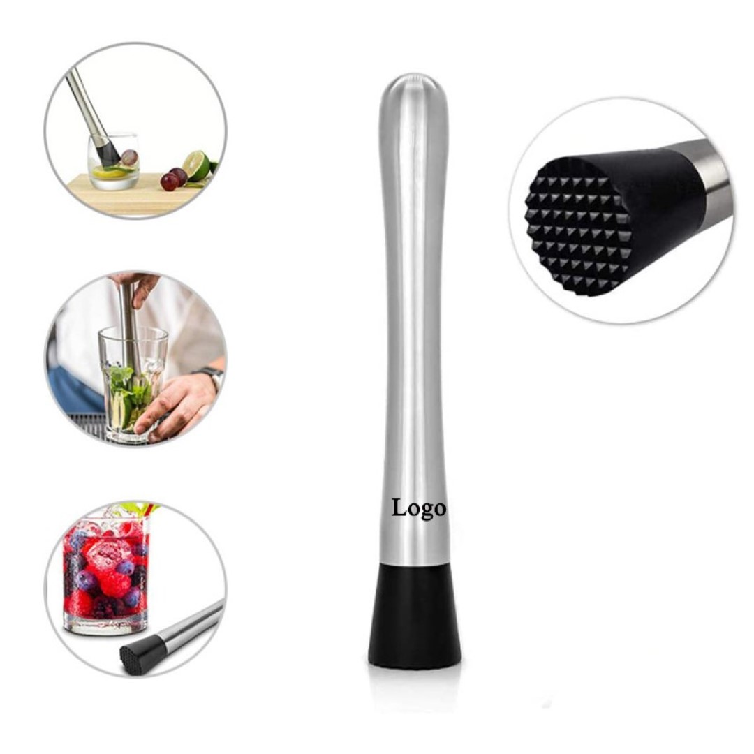 Stainless Steel Cocktail Muddler Lemon Hammer Swizzle Stick Ice Crusher 3