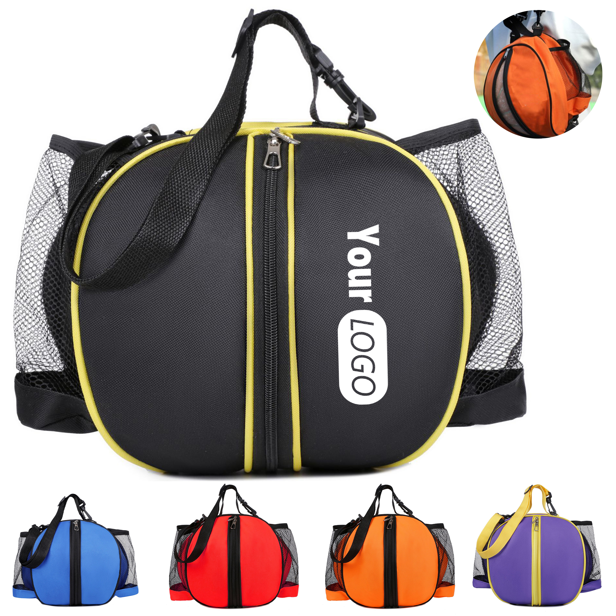 Oxford Round Basketball Bag With Mesh 2