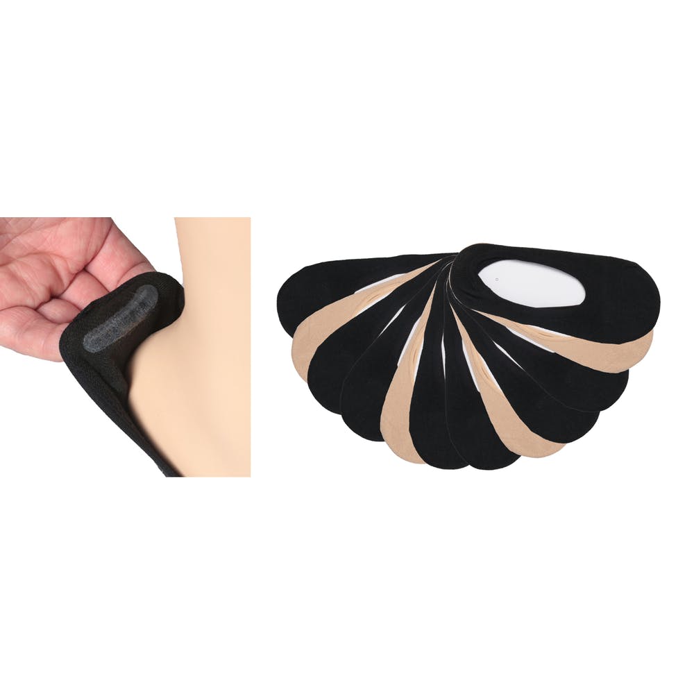 Women's Foot Liners - Black & Beige with Silicone 3 Pack 2