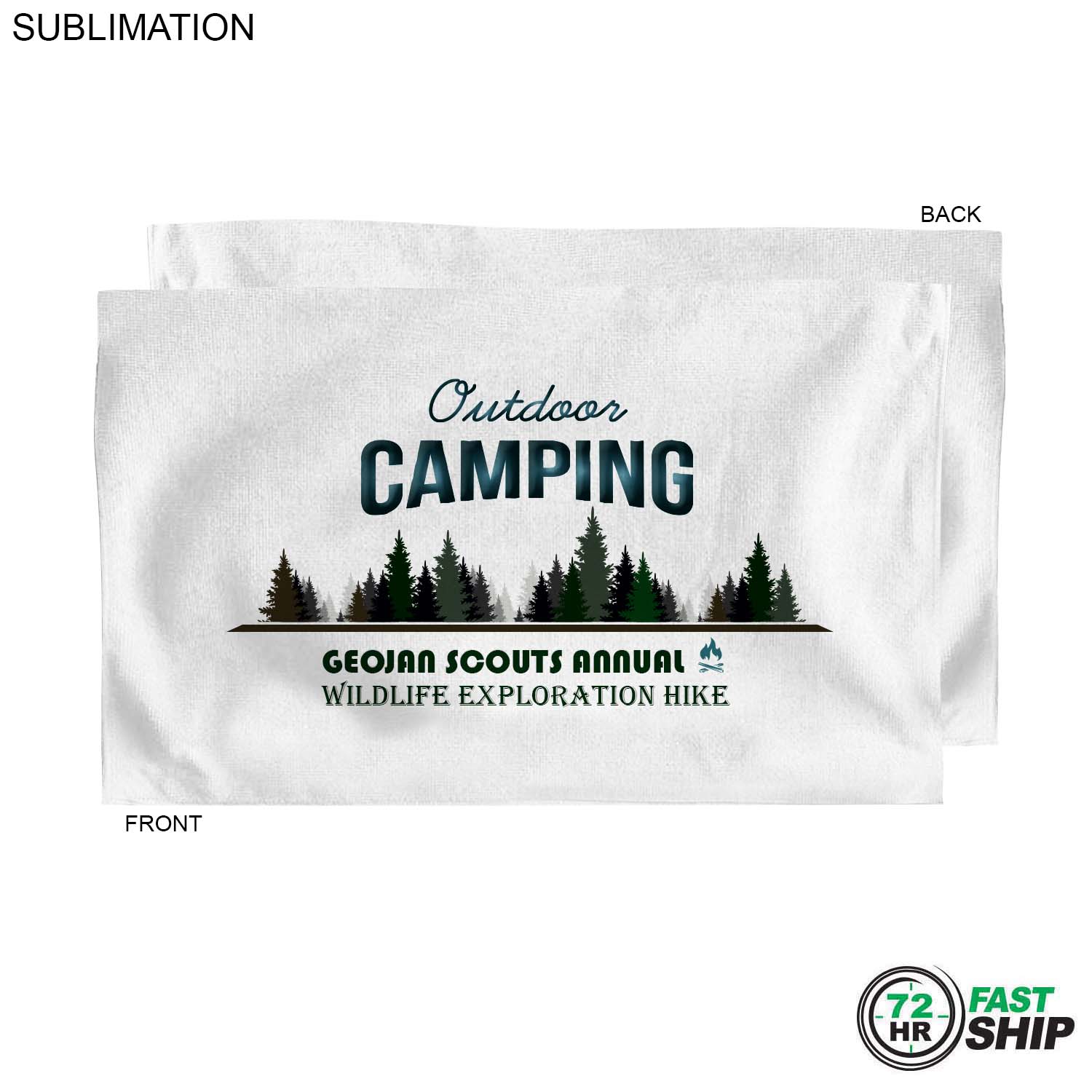 72 Hr Fast Ship - Microfiber Dri-lite Terry Sports, Hand, Gym White Towel, 15x25, Sublimated 7