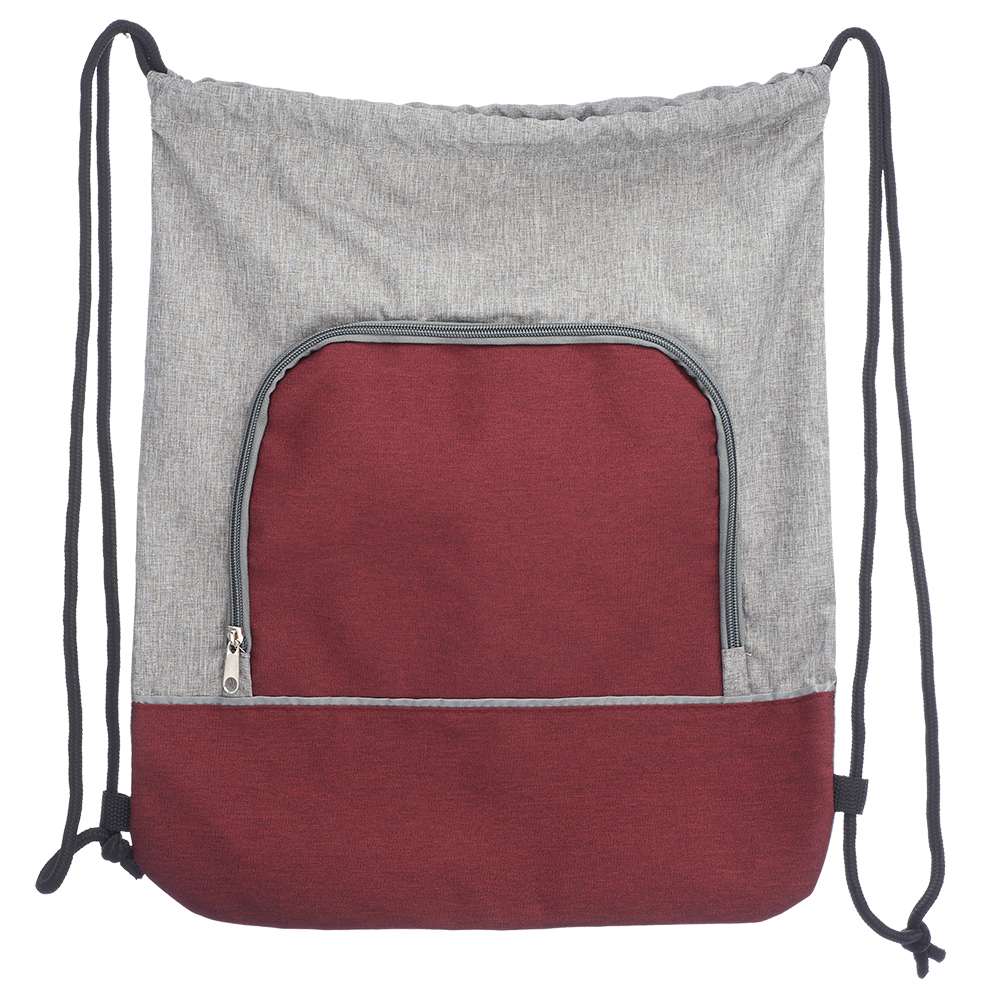 Two Tone Polyester Drawstring Backpack with Reflective Strip 2