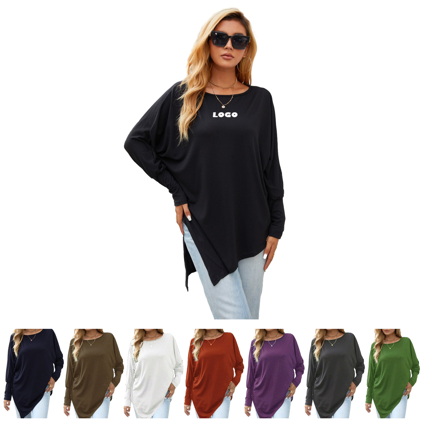 Long Sleeve Loose Blouses, custom women's shirt with logo imprint 2