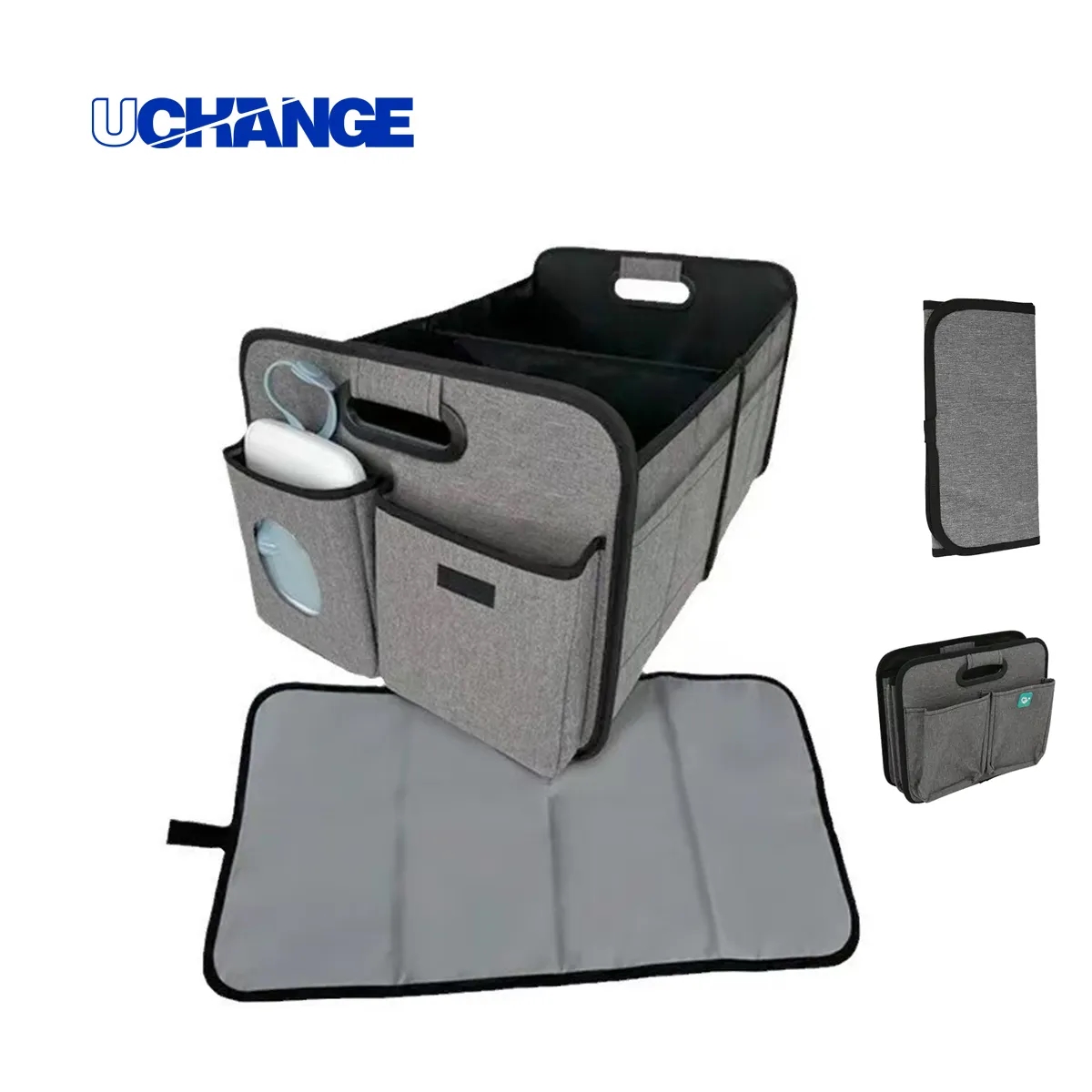 Collapsible Storage Car Trunk Organizer With Changing Mat 7