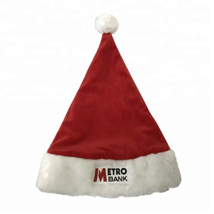 Customized logo Christmas Santa Hat With Pom-pom 4