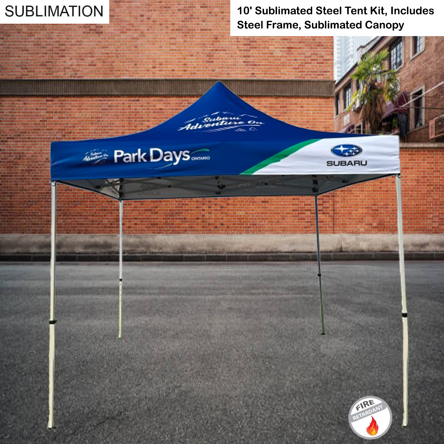 10' Steel Tent Kit, Includes Steel Frame and Sublimated Canopy Only 1