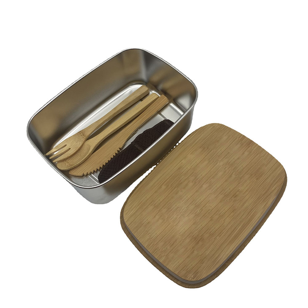 Stainless Steel Square Lunch Box, custom kitchen gadget with logo imprint 2