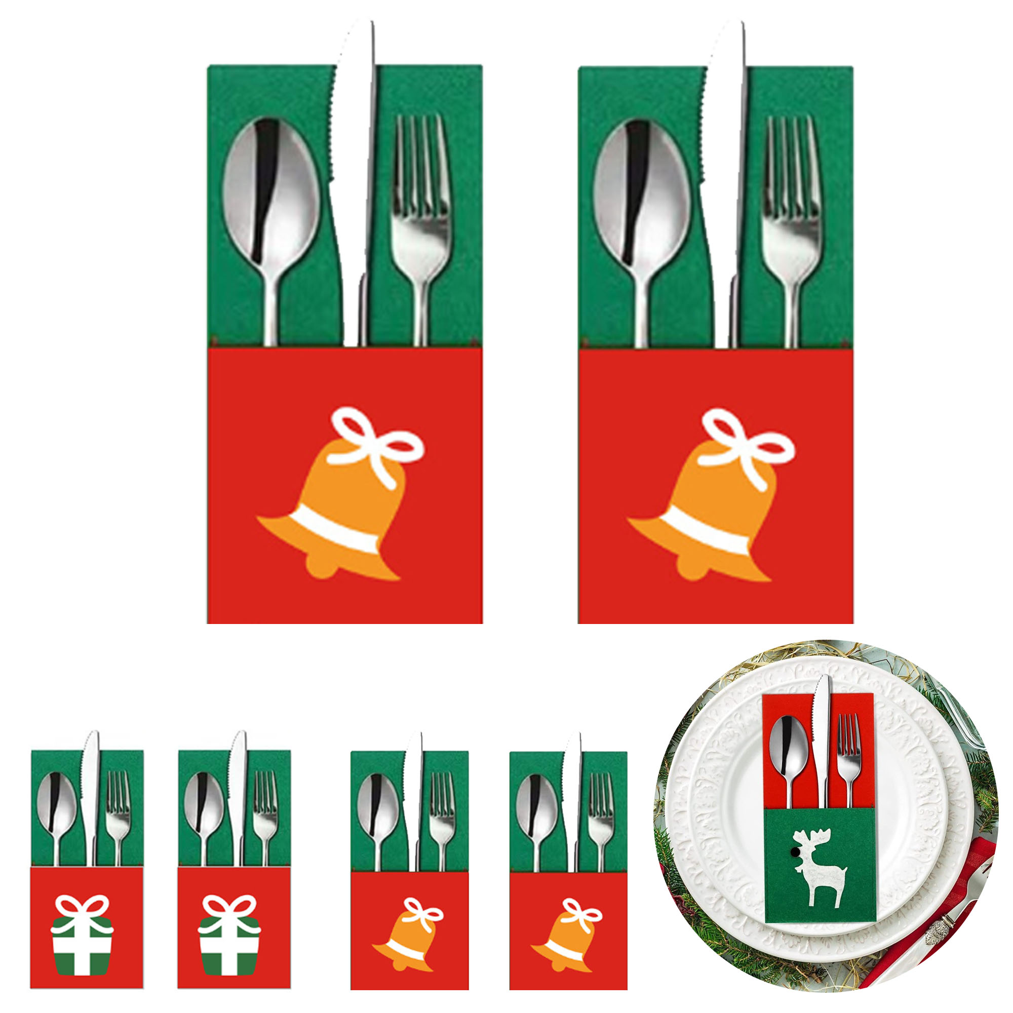 Holiday Felt Silverware Holder for Christmas Table Settings 2