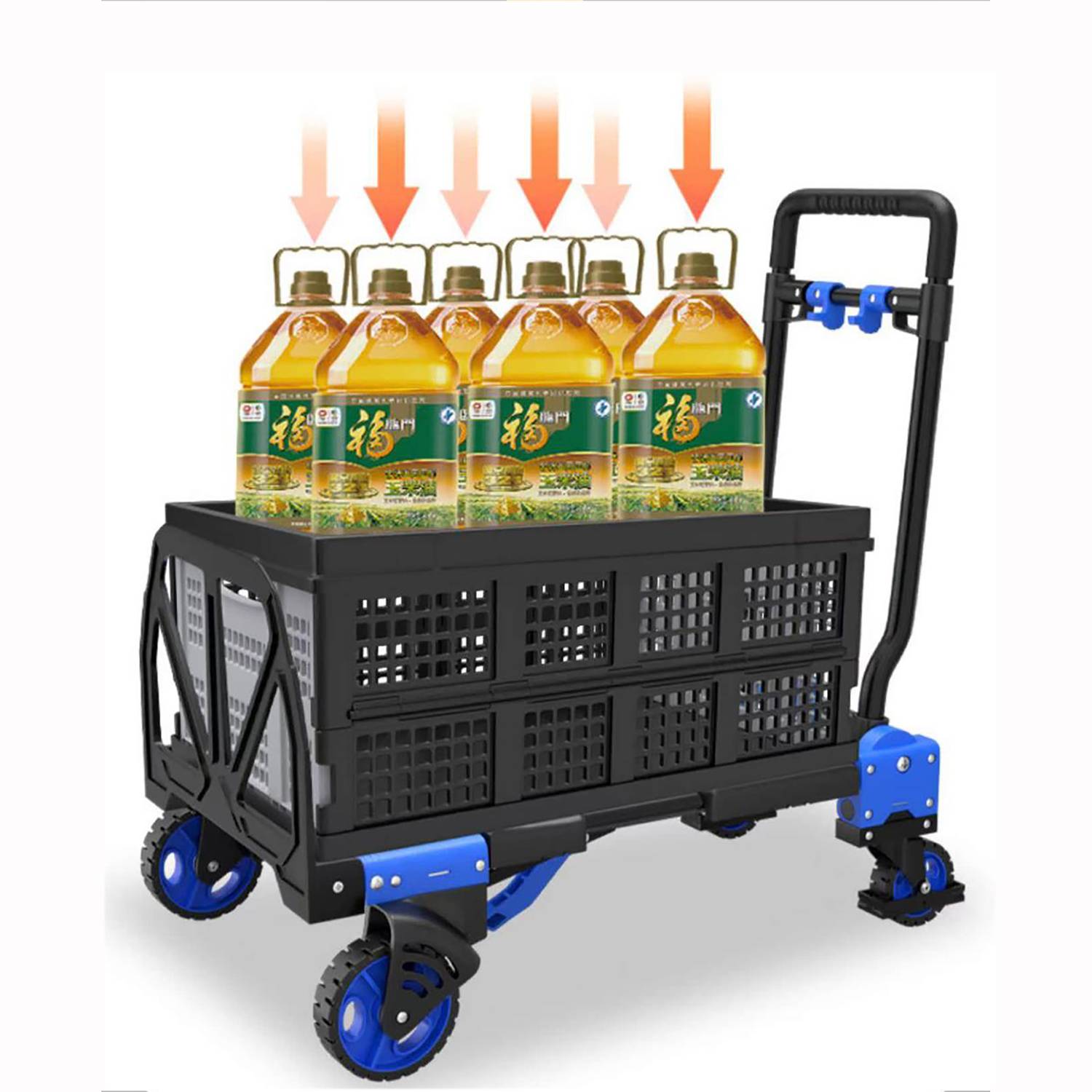 Household Foldable Portable Hand Cart W/ Basket 5