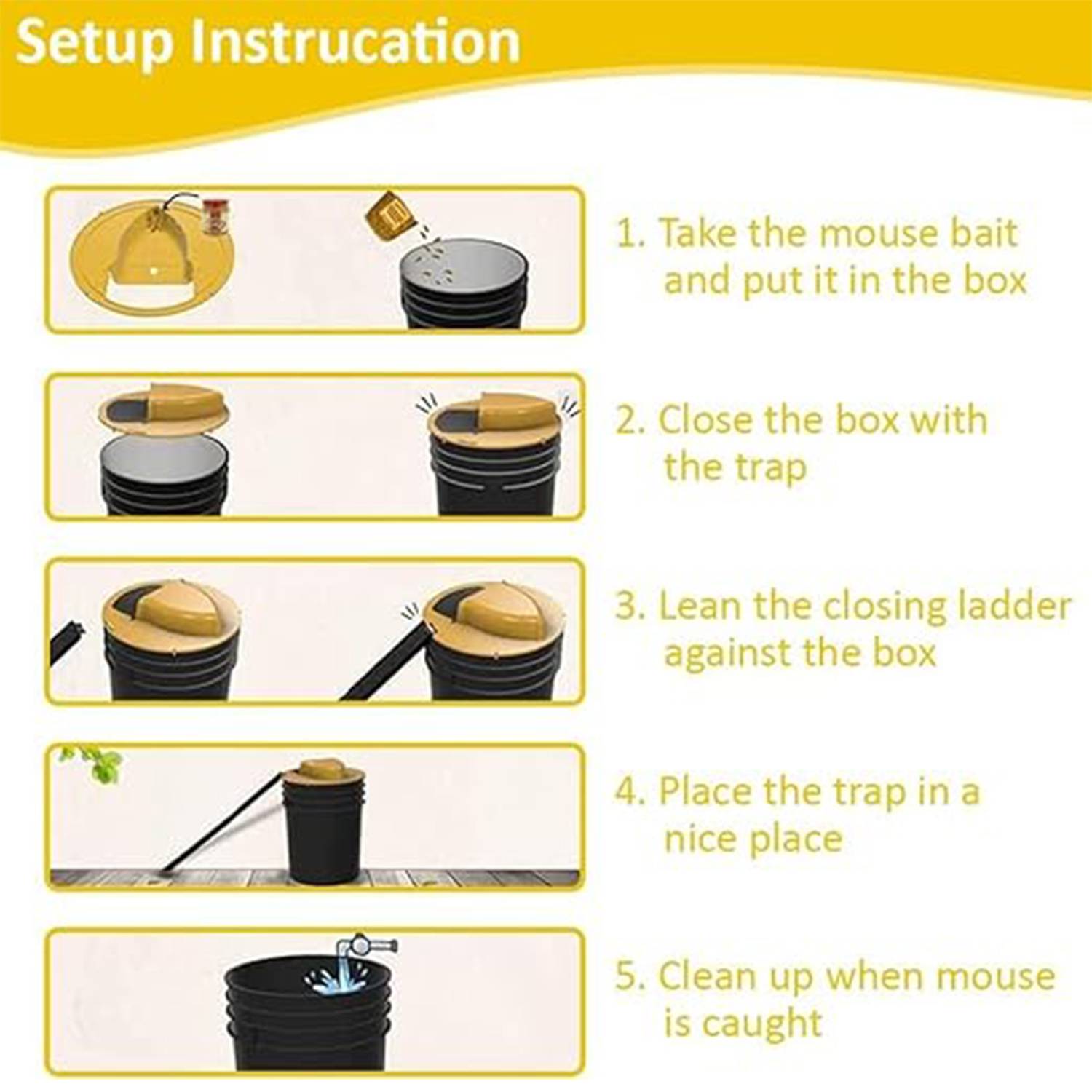 Flip and Slide Bucket Lid Mouse Trap 5